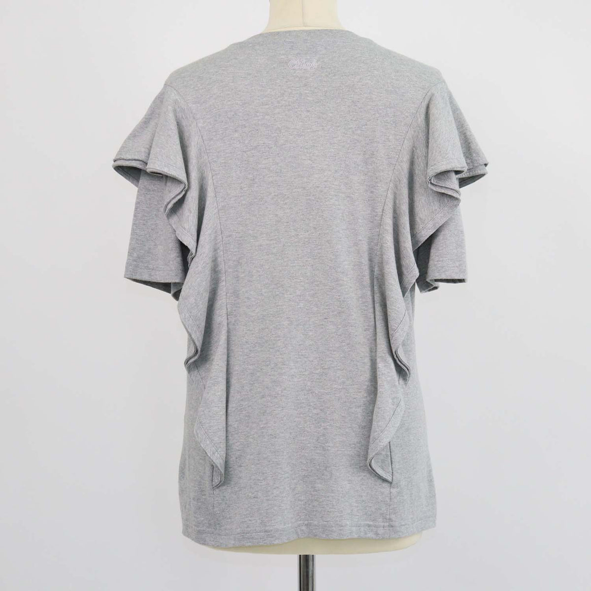 Chloe Radiant Grey Cotton Ruffled Top