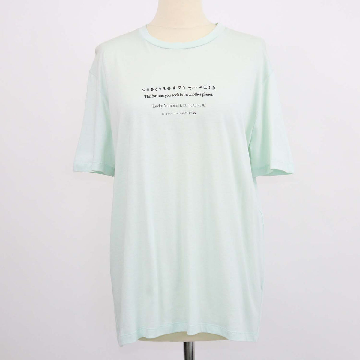 Stella McCartney Light Green Cotton Lucky Number Print T-Shirt