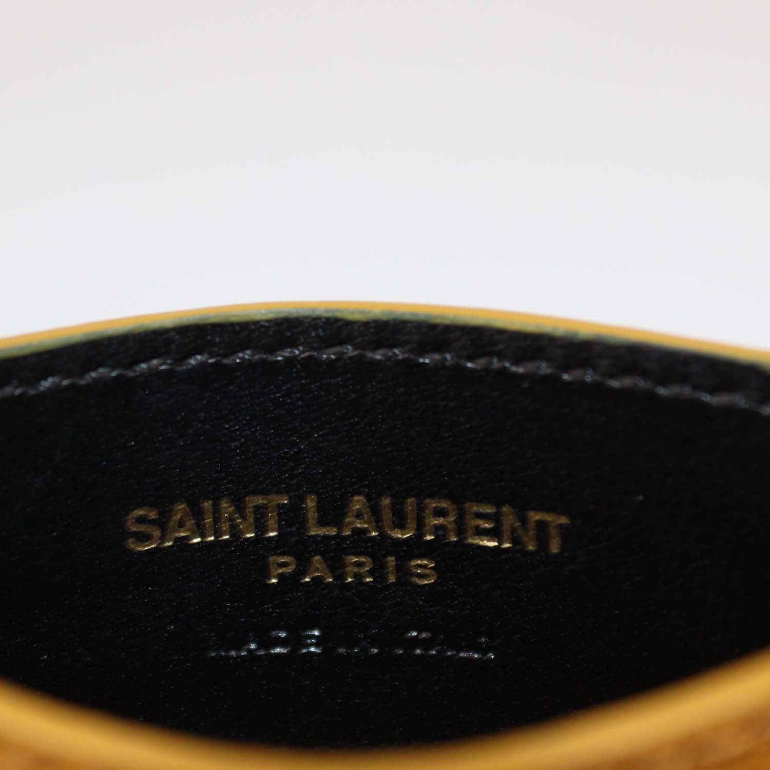 Saint Laurent Yellow Matelasse Leather Cassandre Card Holder
