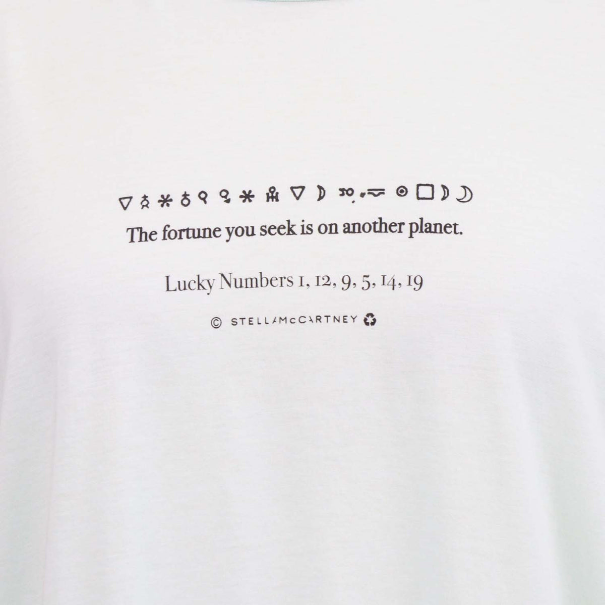 Stella McCartney Light Green Cotton Lucky Number Print T-Shirt