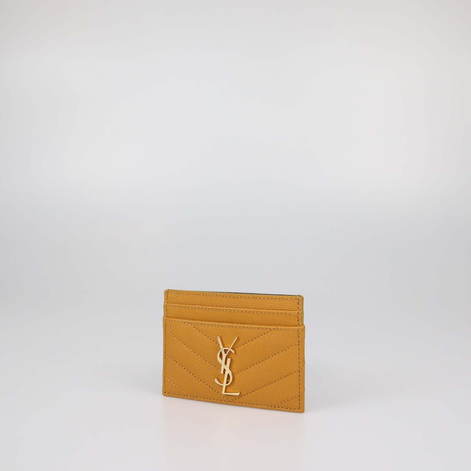 Saint Laurent Yellow Matelasse Leather Cassandre Card Holder