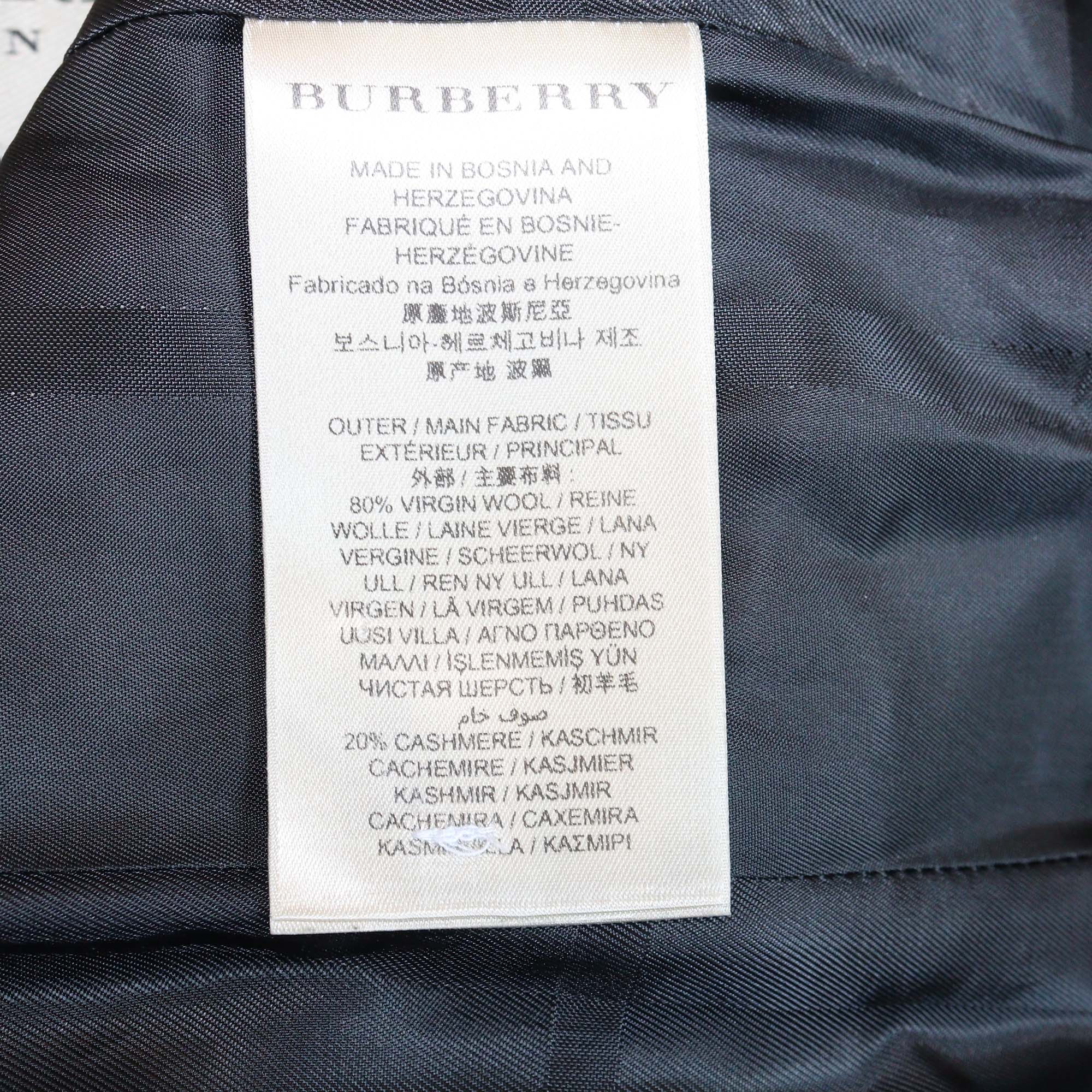 Burberry Brit Black Wool Belted Double Breasted Trench Coat