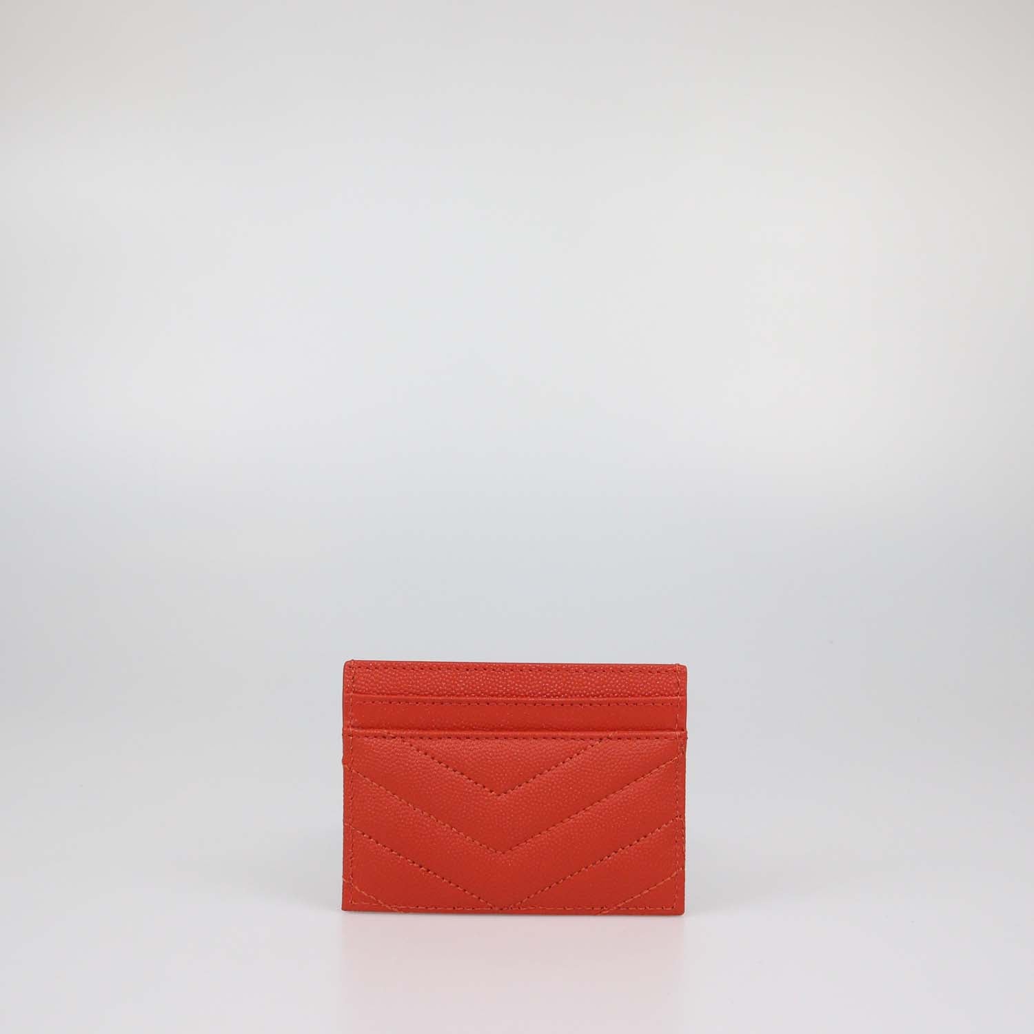 Saint Laurent Red Matelasse Leather Cassandre Card Holder