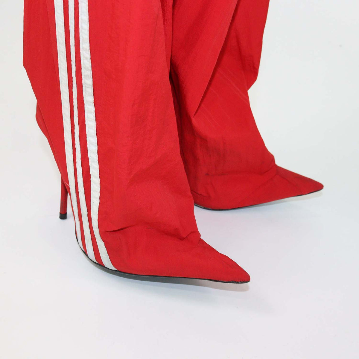 Balenciaga x Adidas Red Nylon Striped Jersey Pantashoes