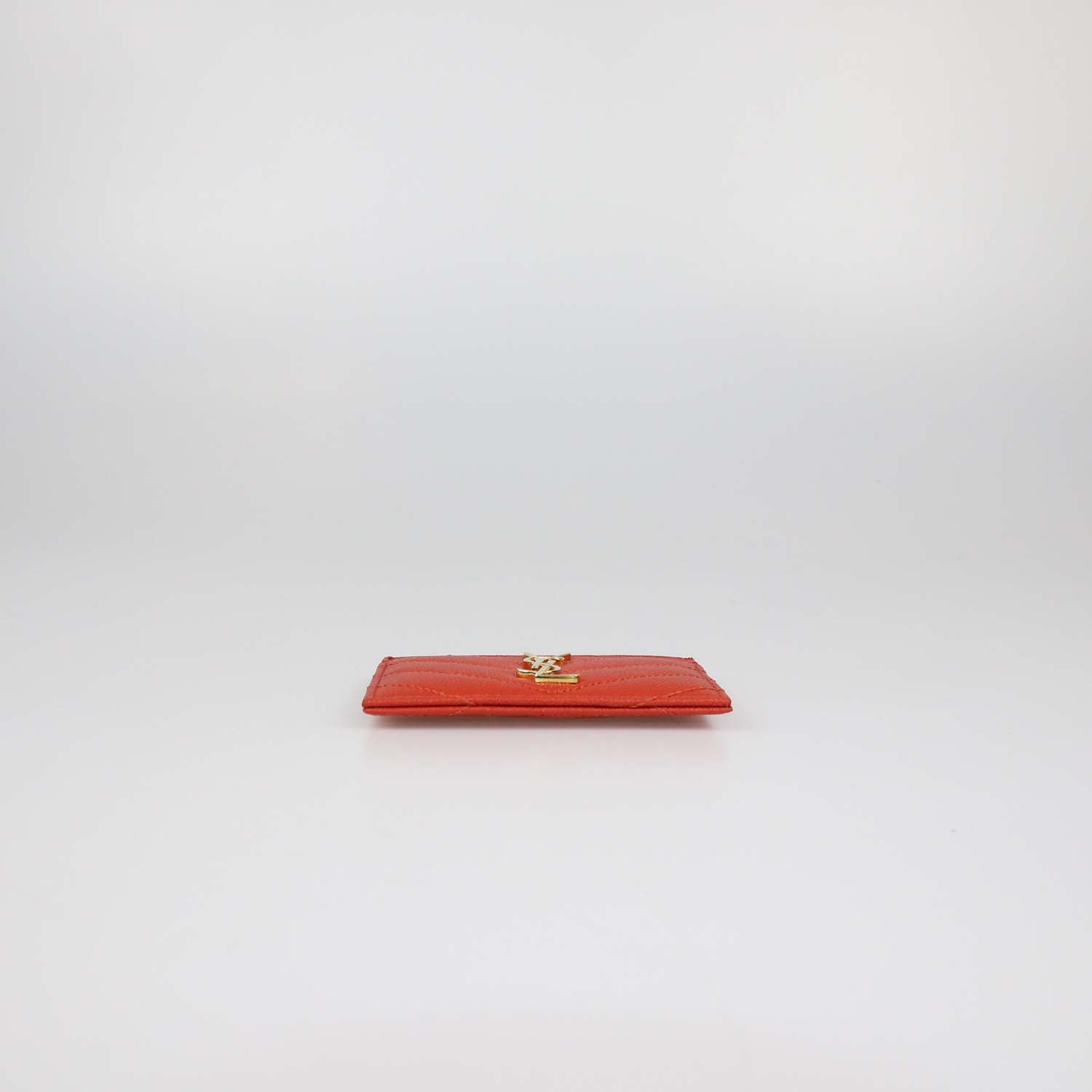 Saint Laurent Red Matelasse Leather Cassandre Card Holder