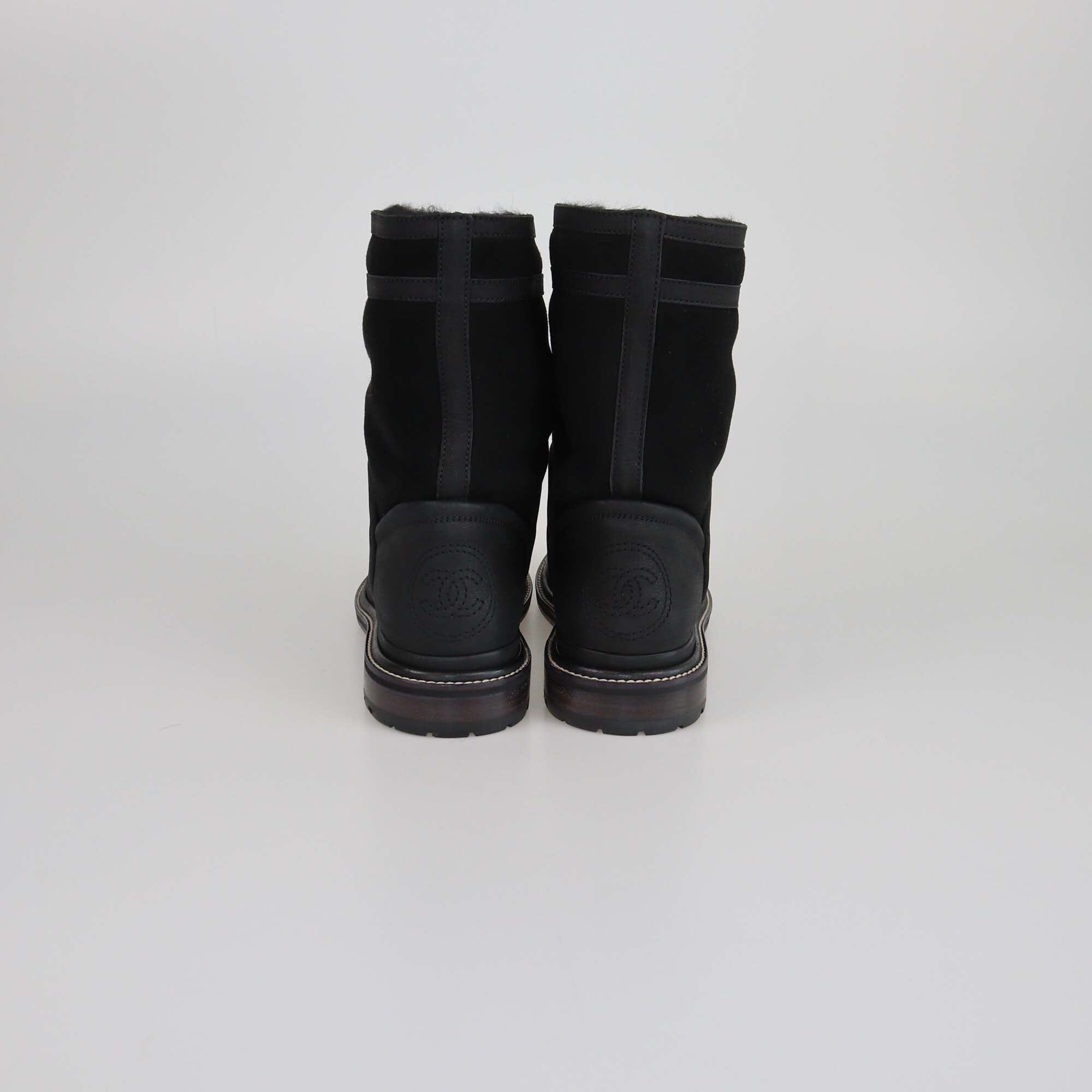 Chanel Black Midcalf Winter Boots Womens Chanel