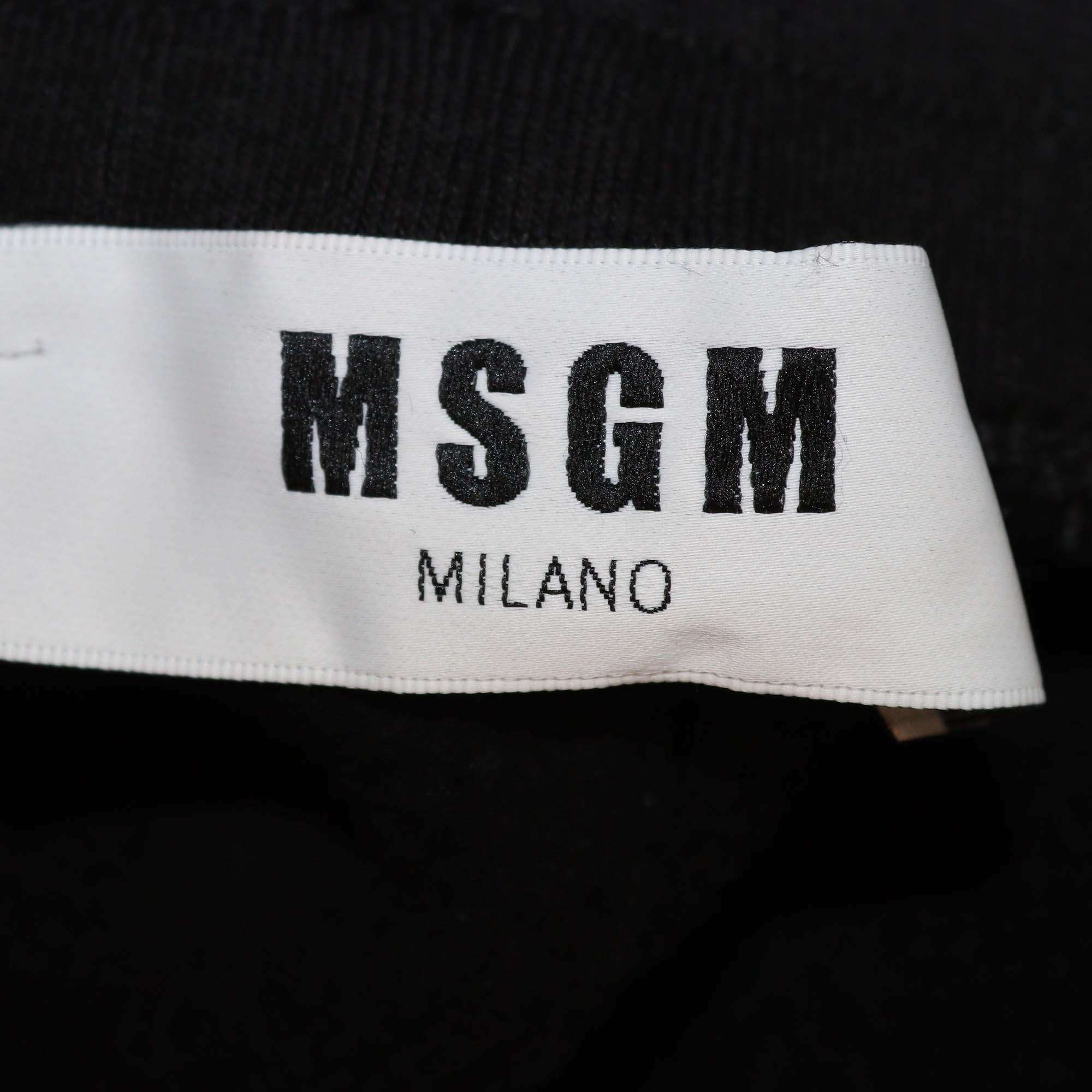 MSGM Black/White Cotton Checkered Print Jogger Pants