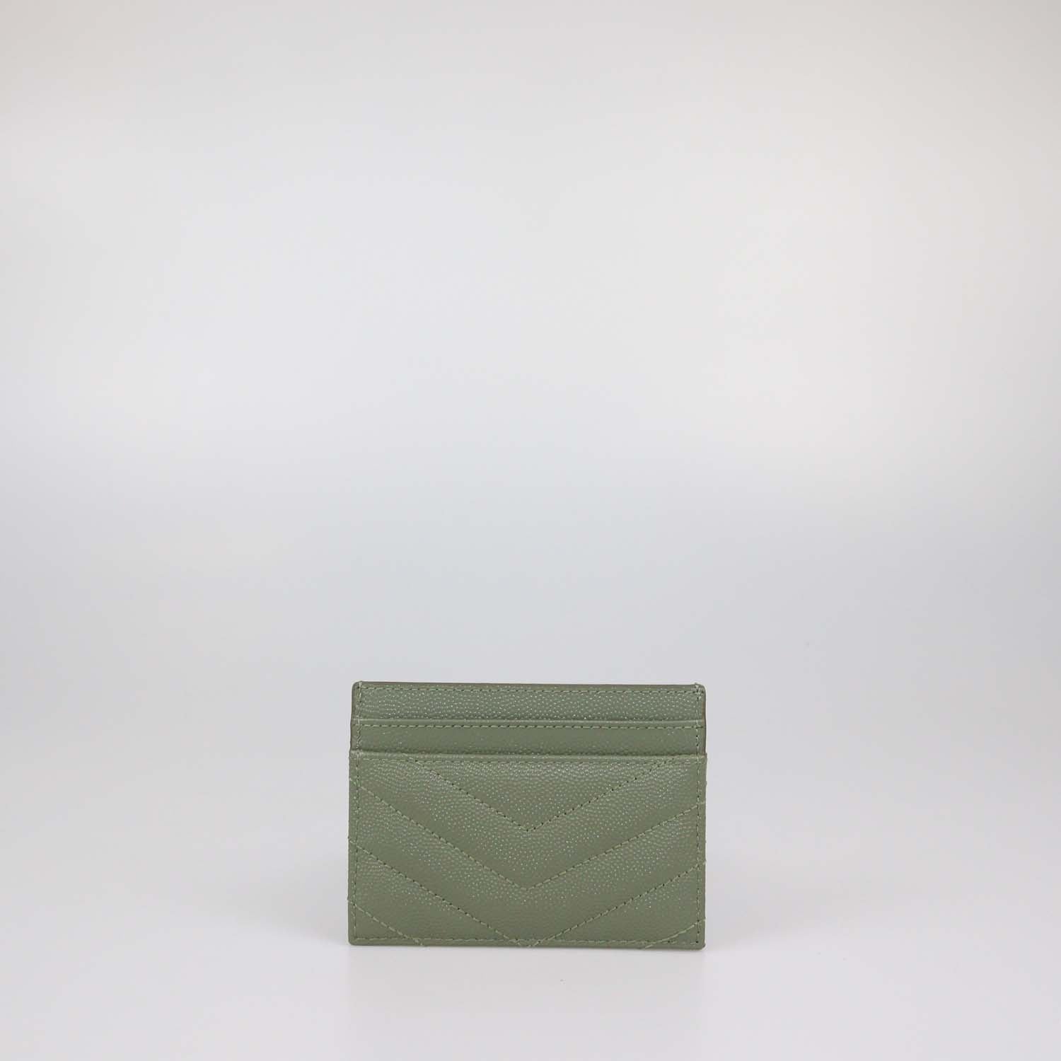 Saint Laurent Green Matelasse Leather Cassandre Card Holder
