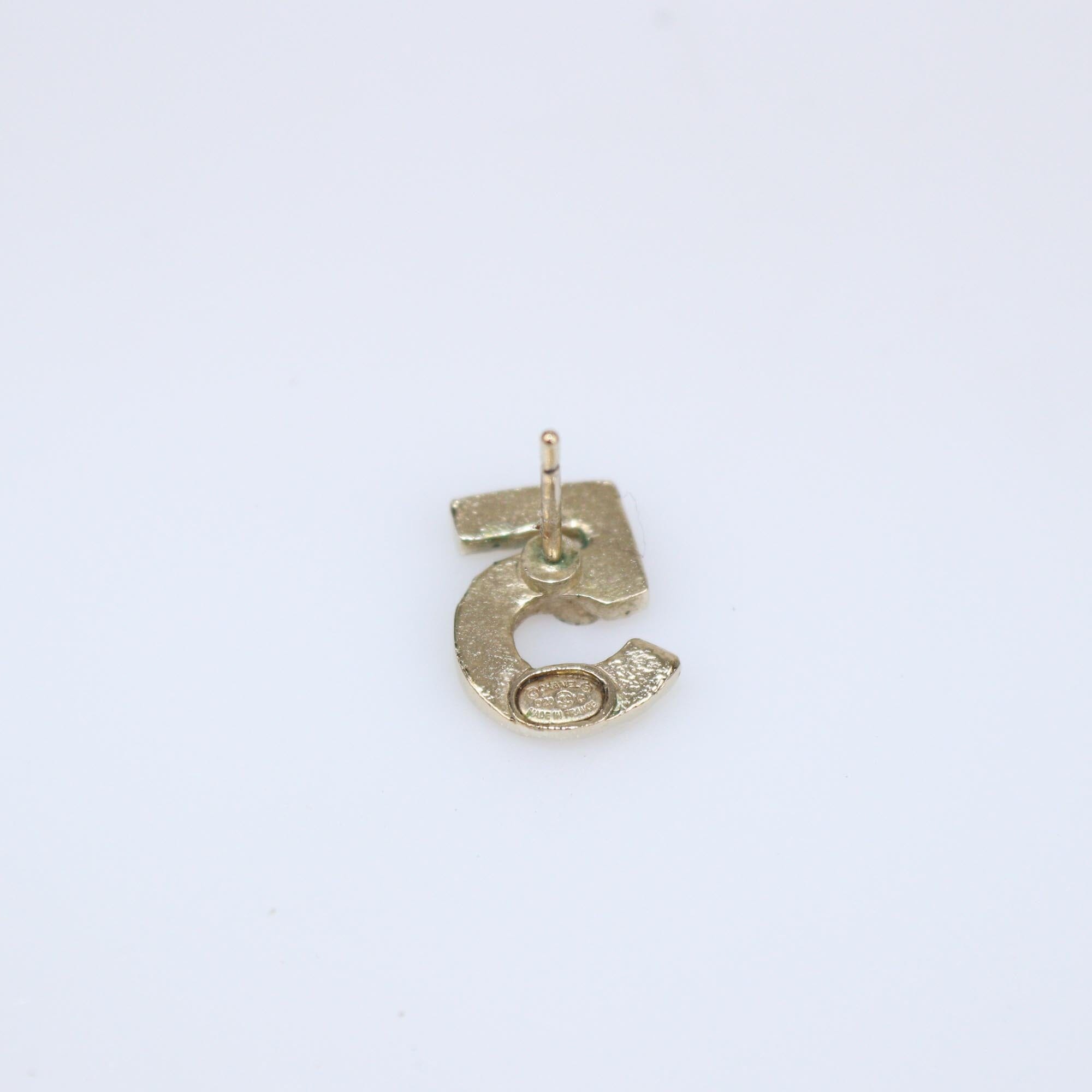 Chanel Gold Tone Metal Chanel No.5 Stud Earrings Womens Chanel