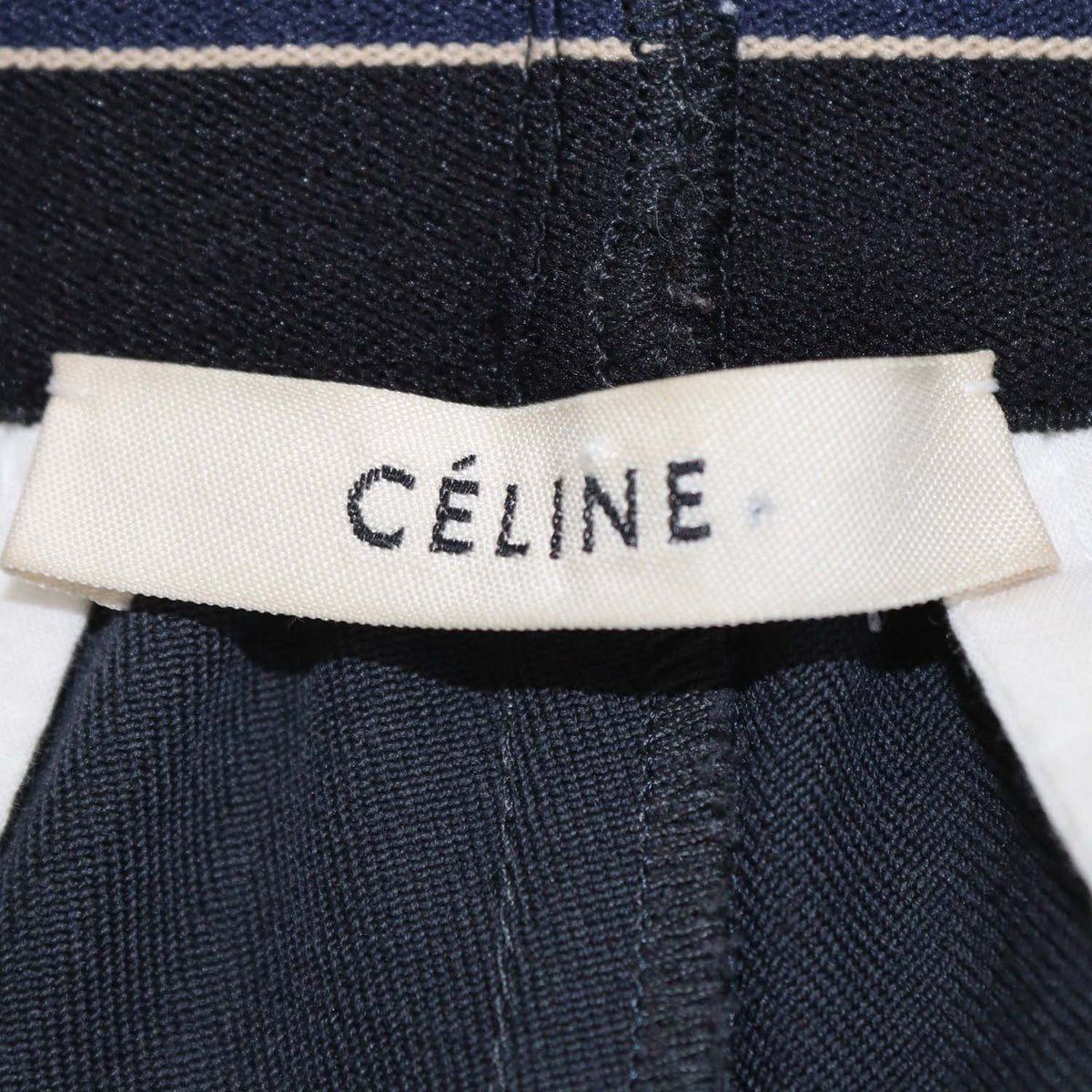 Celine Charcoal Grey Wool Logo Waist Band Wide Leg Pants