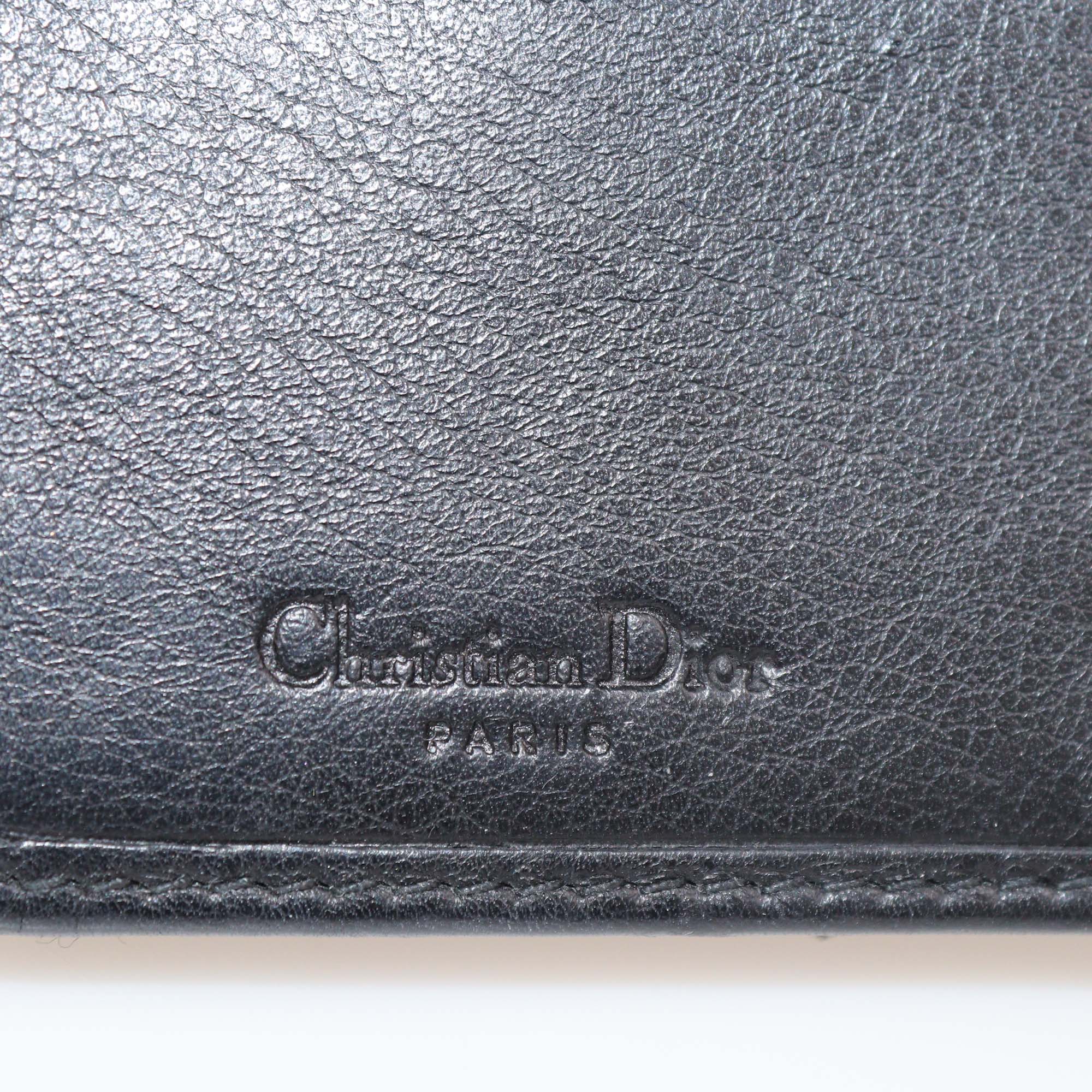 Christian Dior Black Oblique Canvas and Patent Leather Saddle Wallet