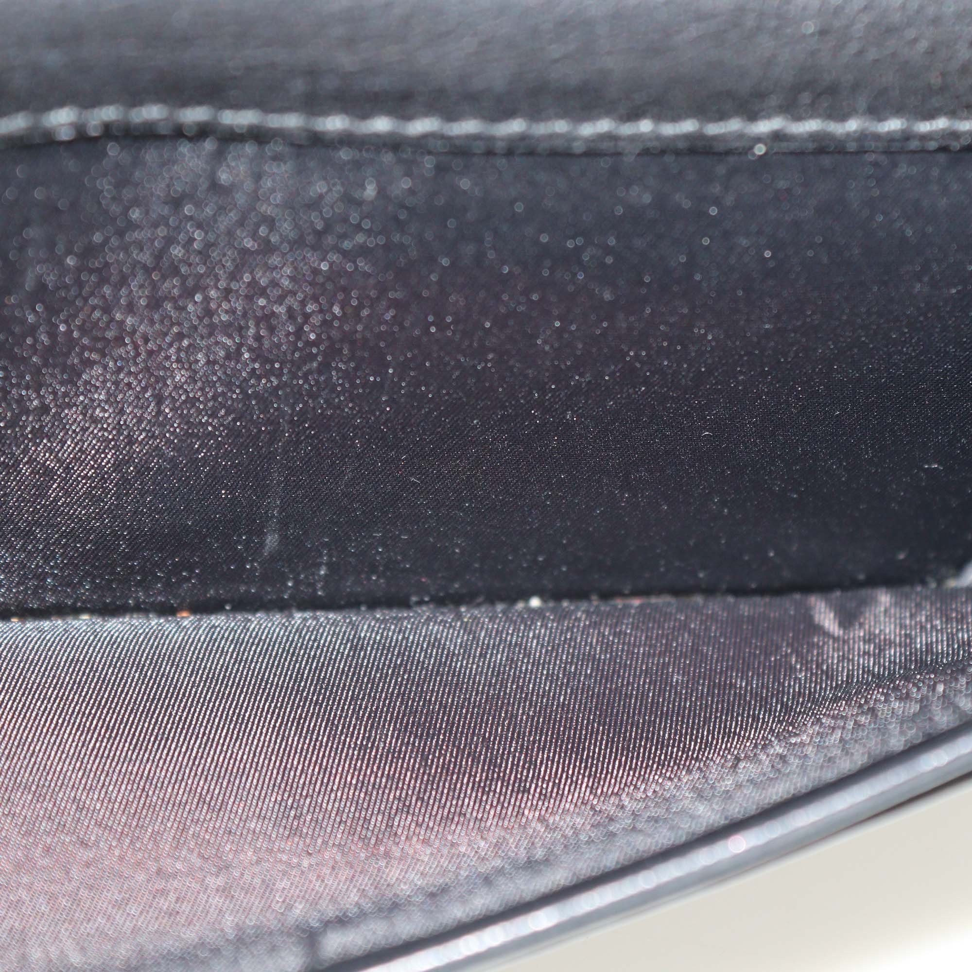 Christian Dior Black Oblique Canvas and Patent Leather Saddle Wallet