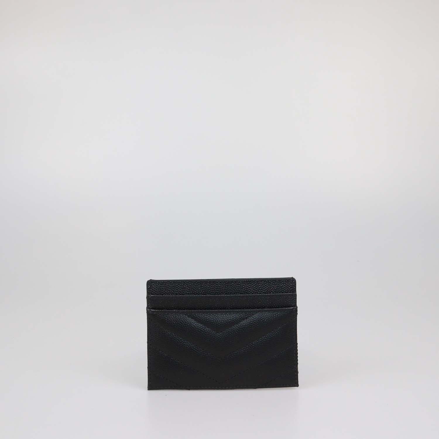 Saint Laurent Black Matelasse Leather Cassandre Card Holder