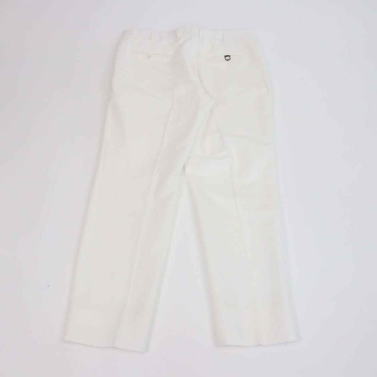 Brioni White Blend Linen Pleated Straight Leg Pants