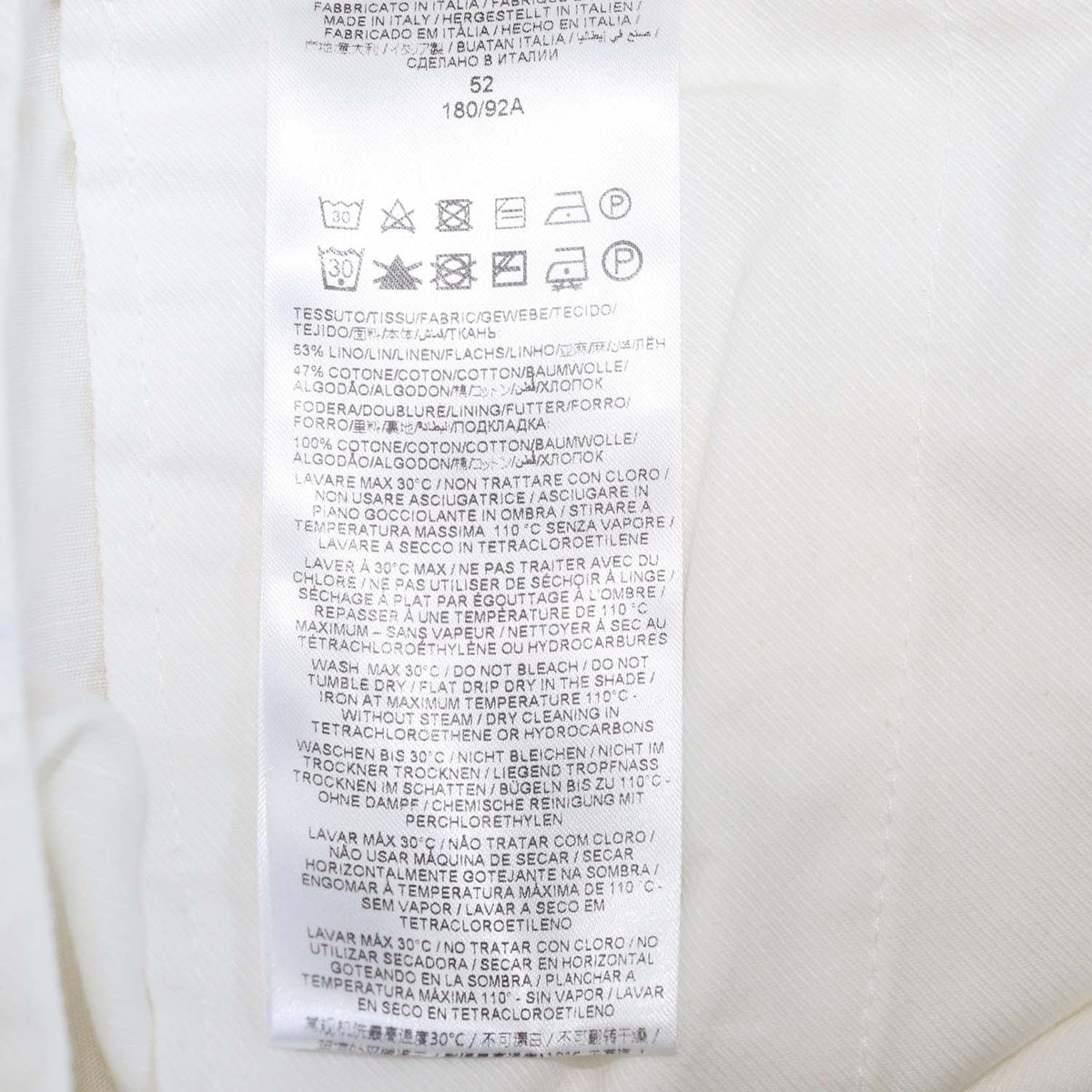 Brioni White Blend Linen Pleated Straight Leg Pants