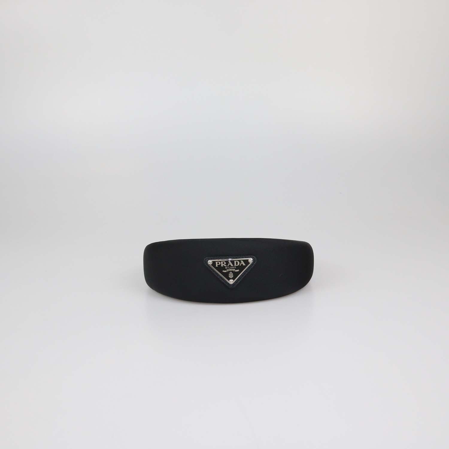 Prada Black Nylon Plaque Headband