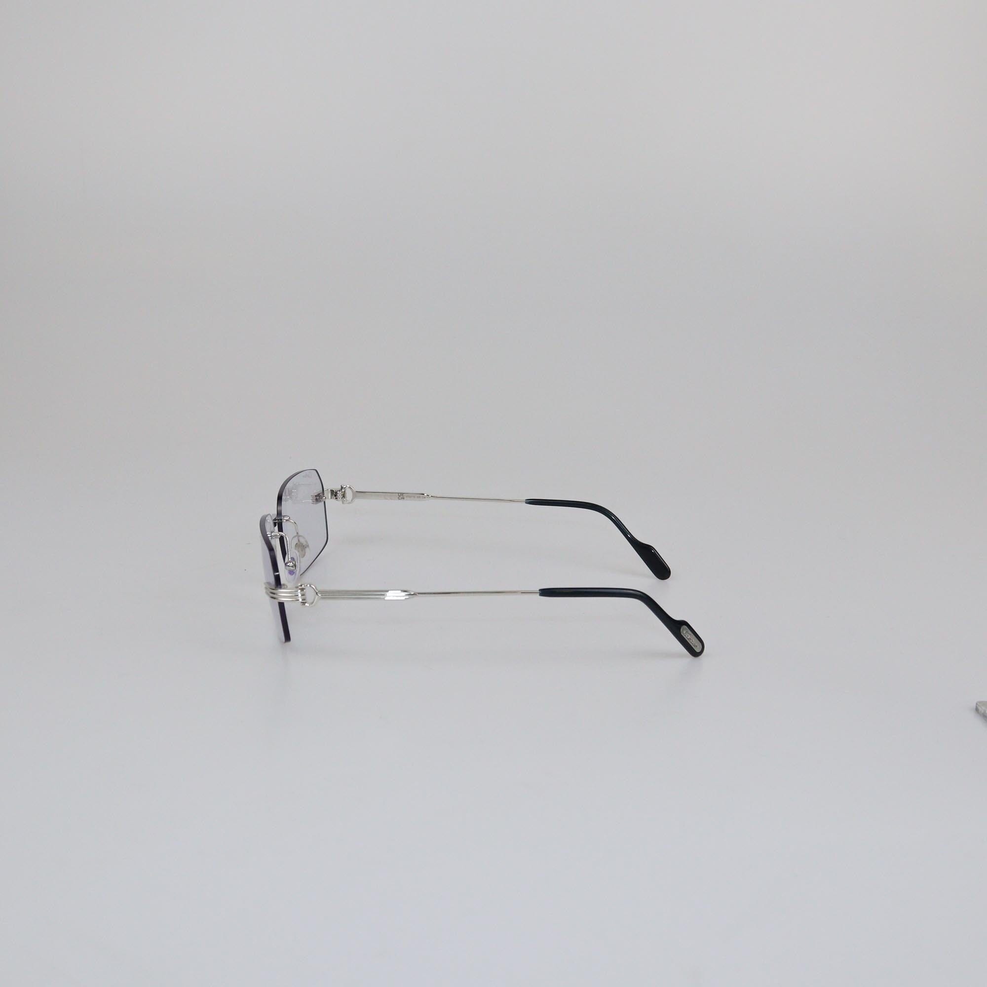 Cartier Silver/Clear Blue Premier De Cartier Sunglasses Mens Cartier