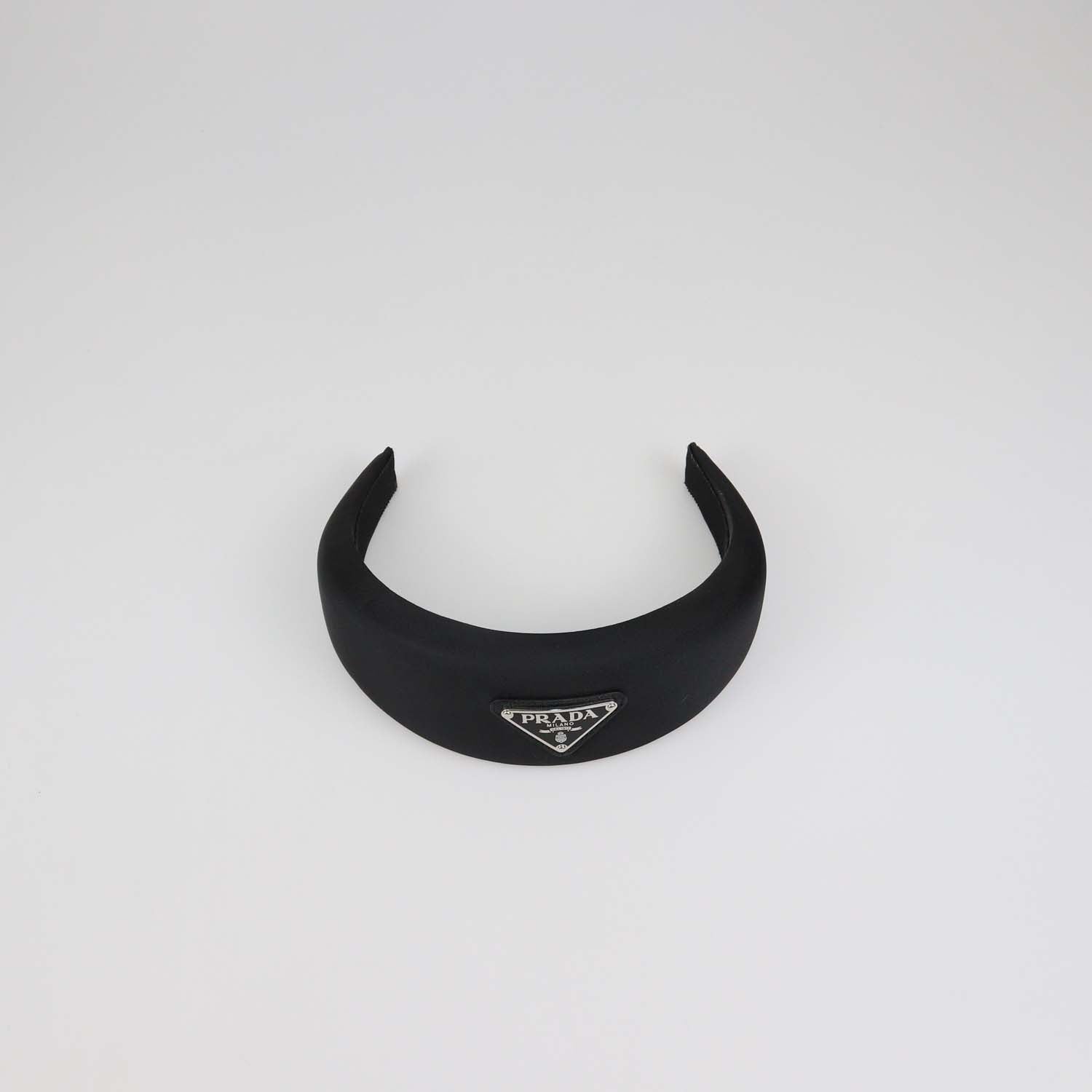 Prada Black Nylon Plaque Headband