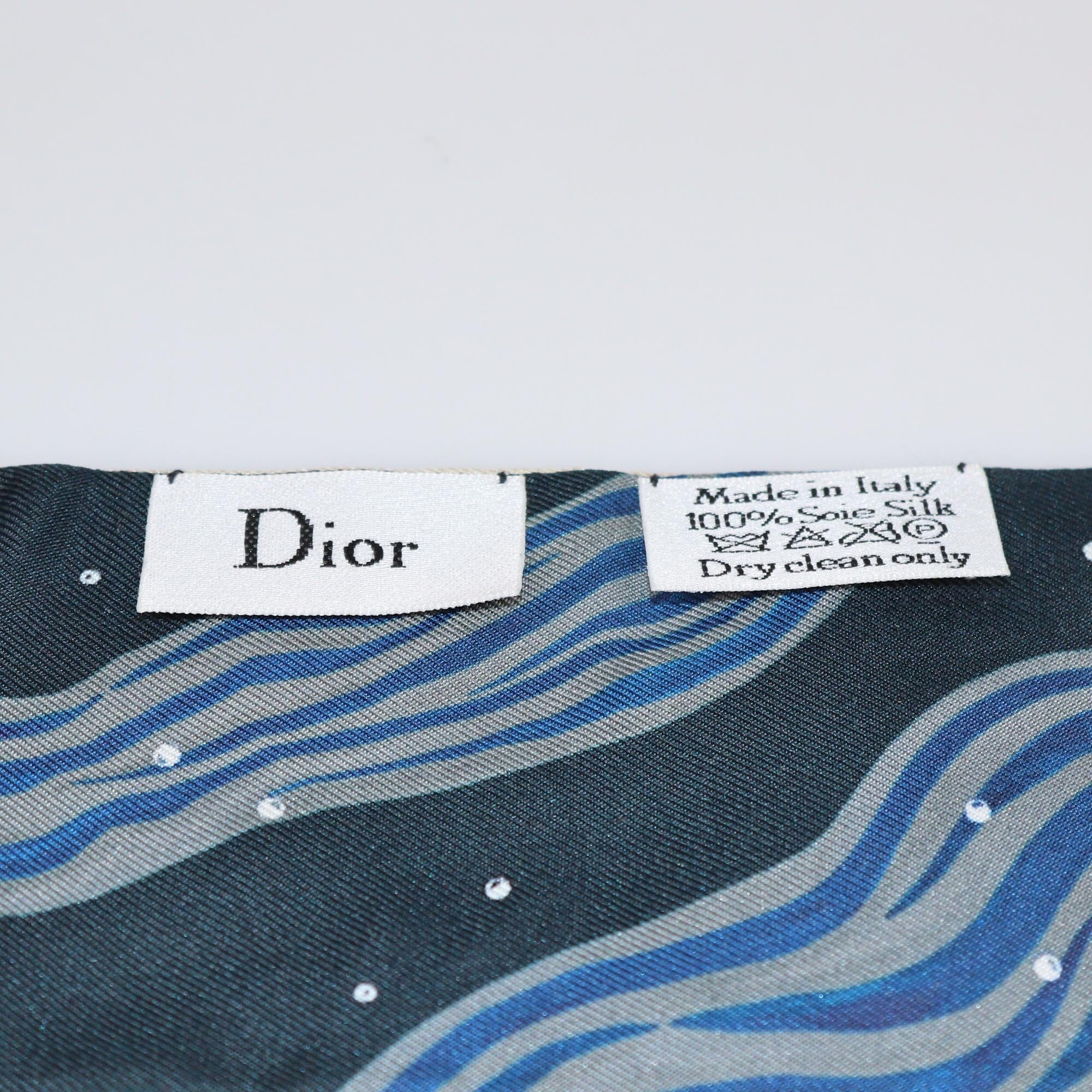 Christian Dior Dark Green/Multicolor Printed Mitzah Scarf Womens Christian Dior