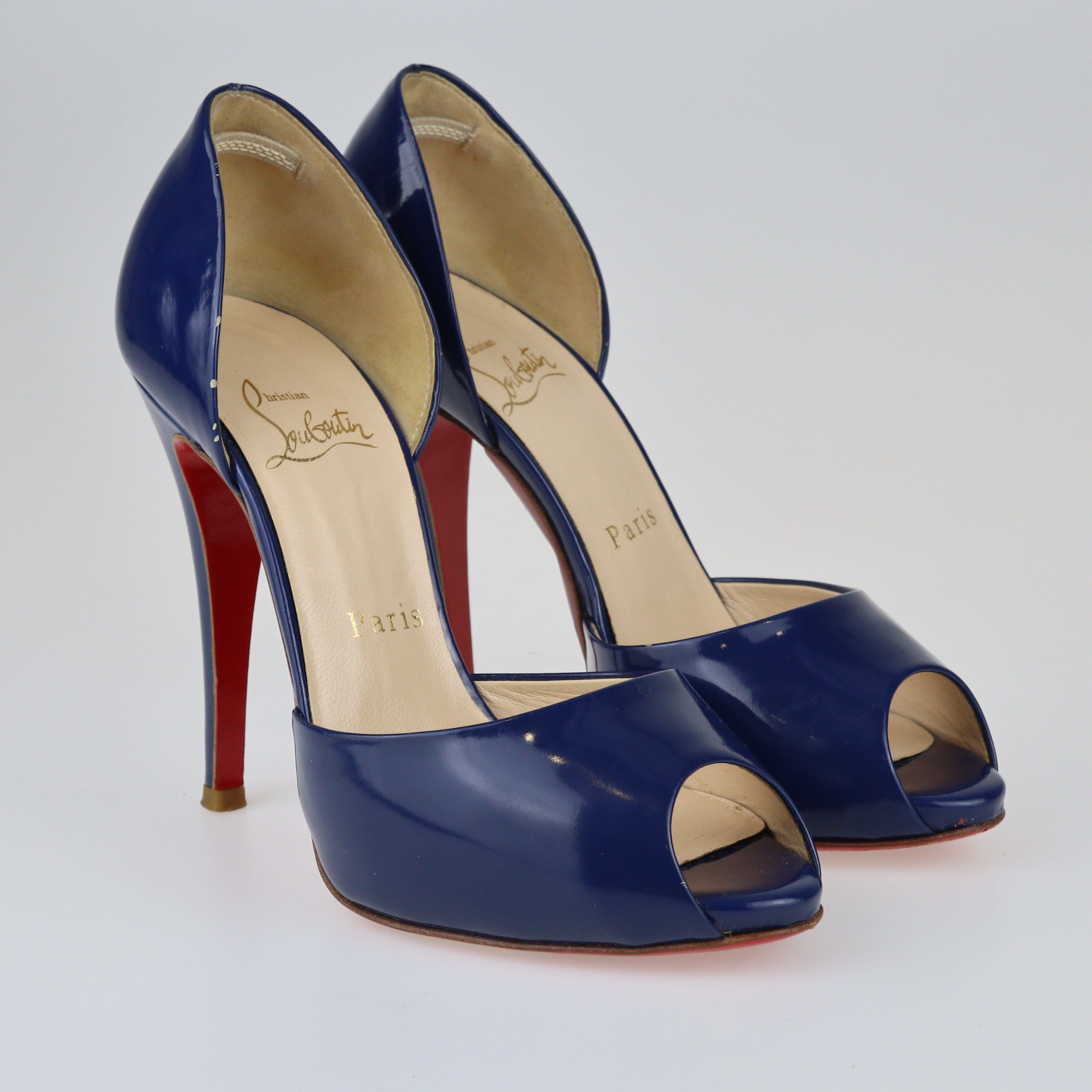 Blue Patent Madame Claude D'orsay Pumps Shoes Christian Louboutin 