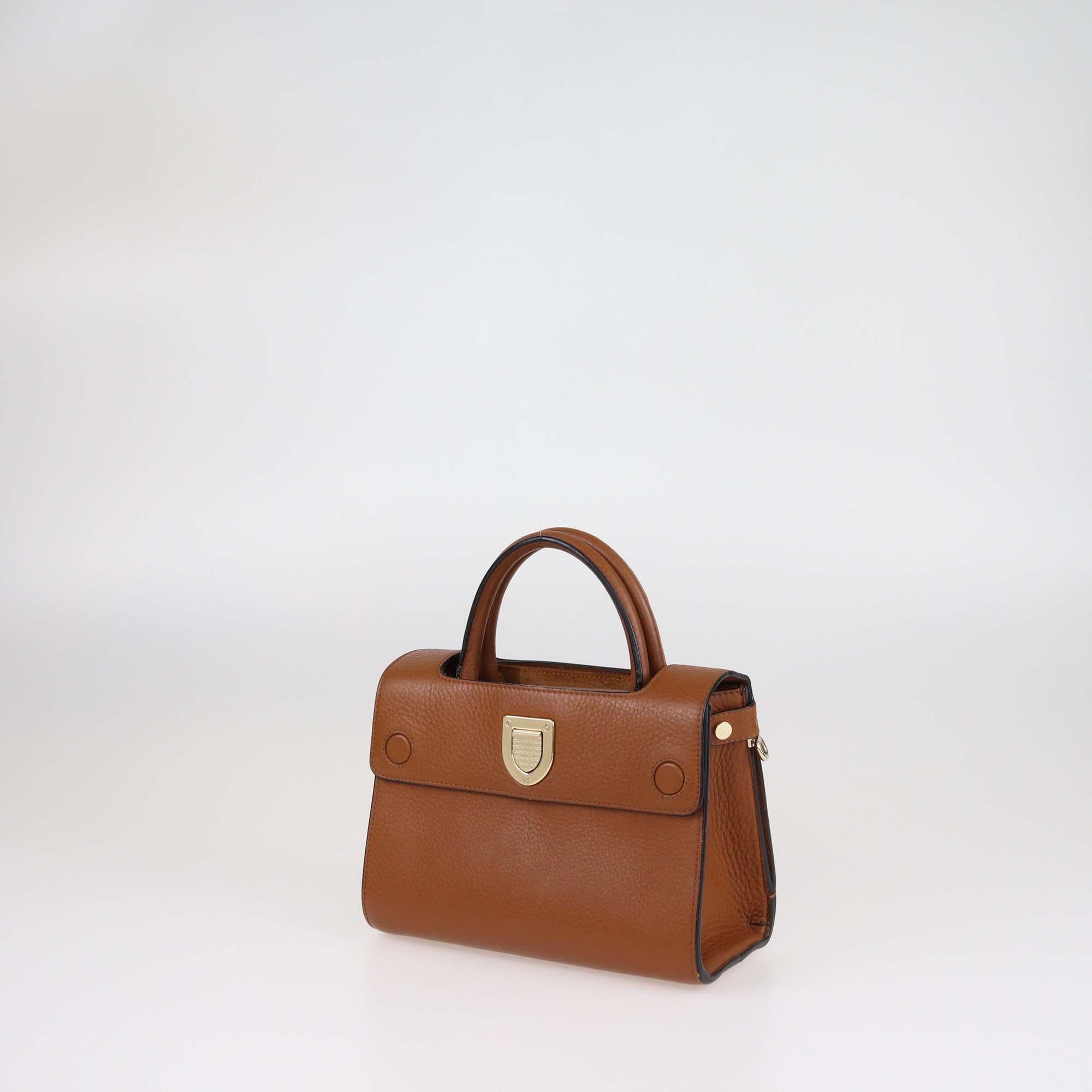Christian Dior Brown Leather Small Diorever Top Handle Bag