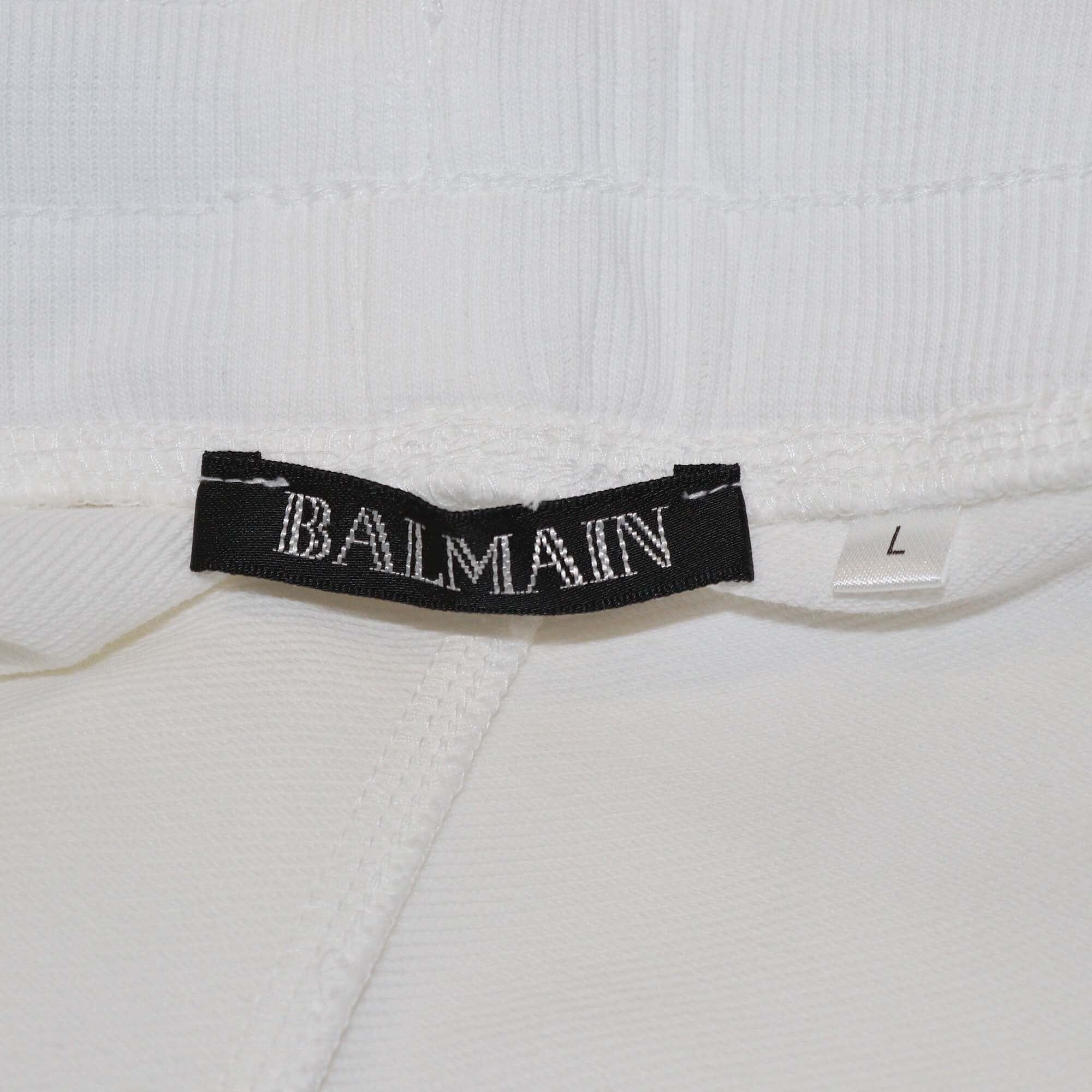 Balmain White Logo Embroidered Jogger Pants Mens Balmain