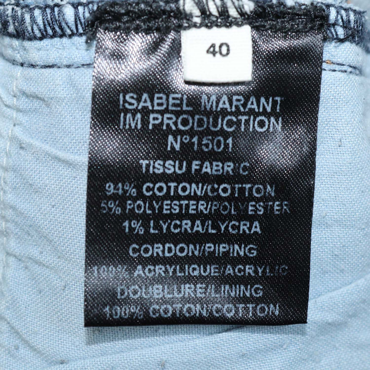 Isabel Marant Etoile Blue Denim Distressed Trim Pants