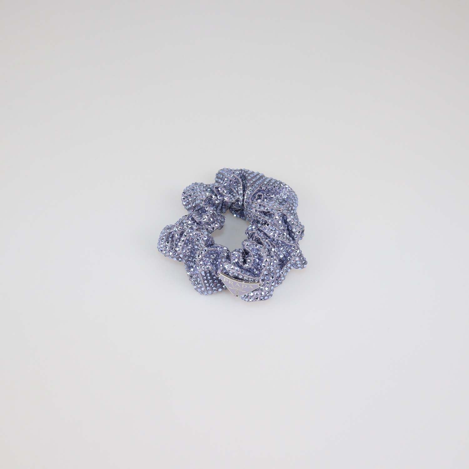 Prada Blue Satin Rhinestone Scrunchie