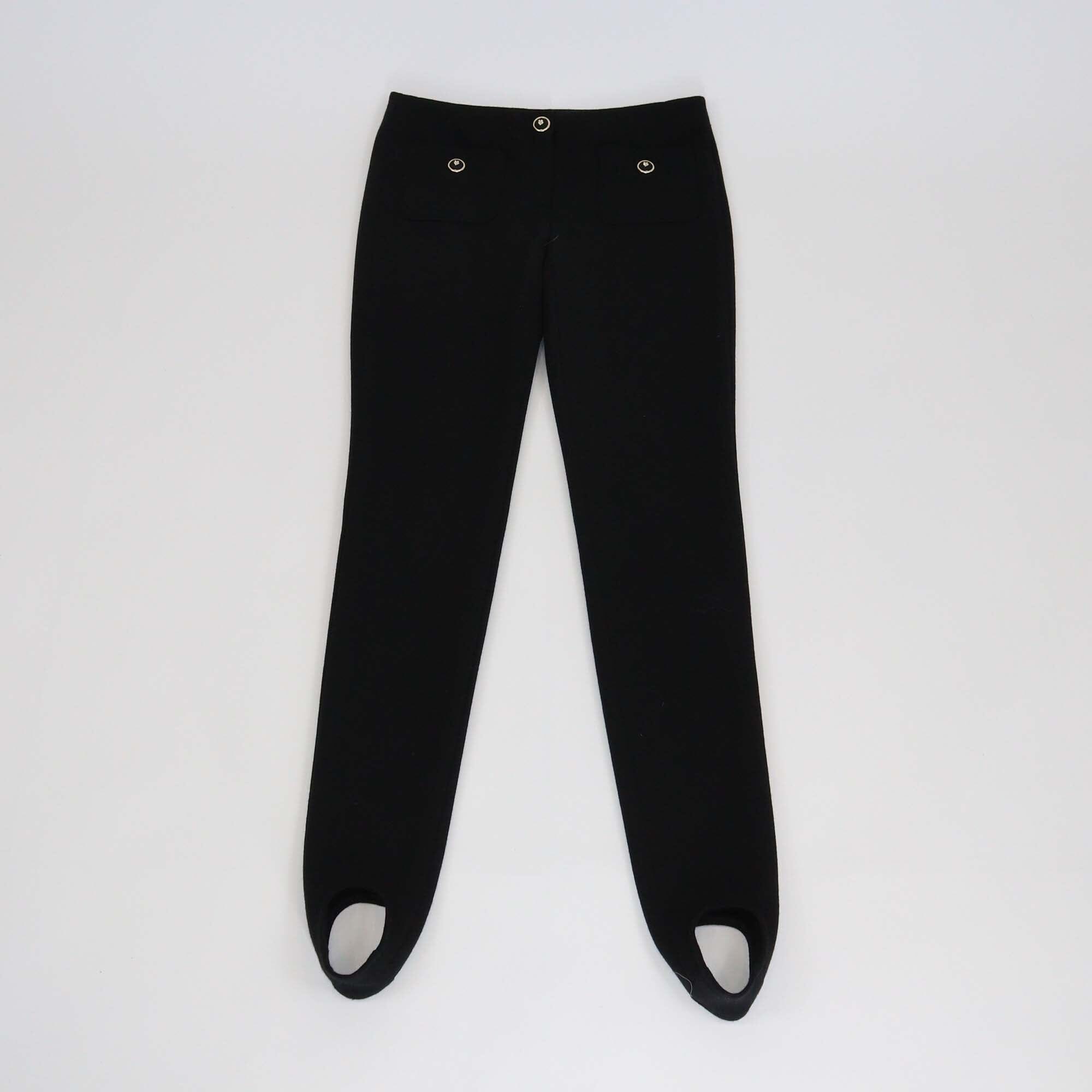 Chanel Black Two Front Pocket Skinny Pants Womens Chanel