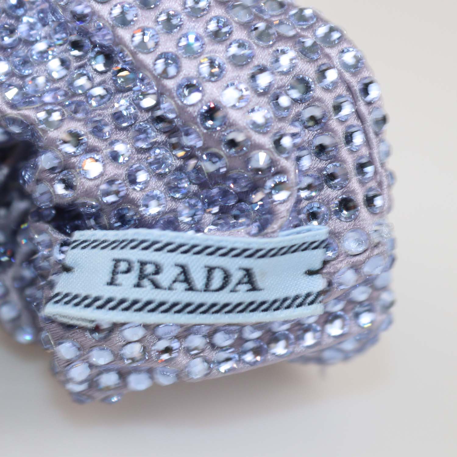Prada Blue Satin Rhinestone Scrunchie