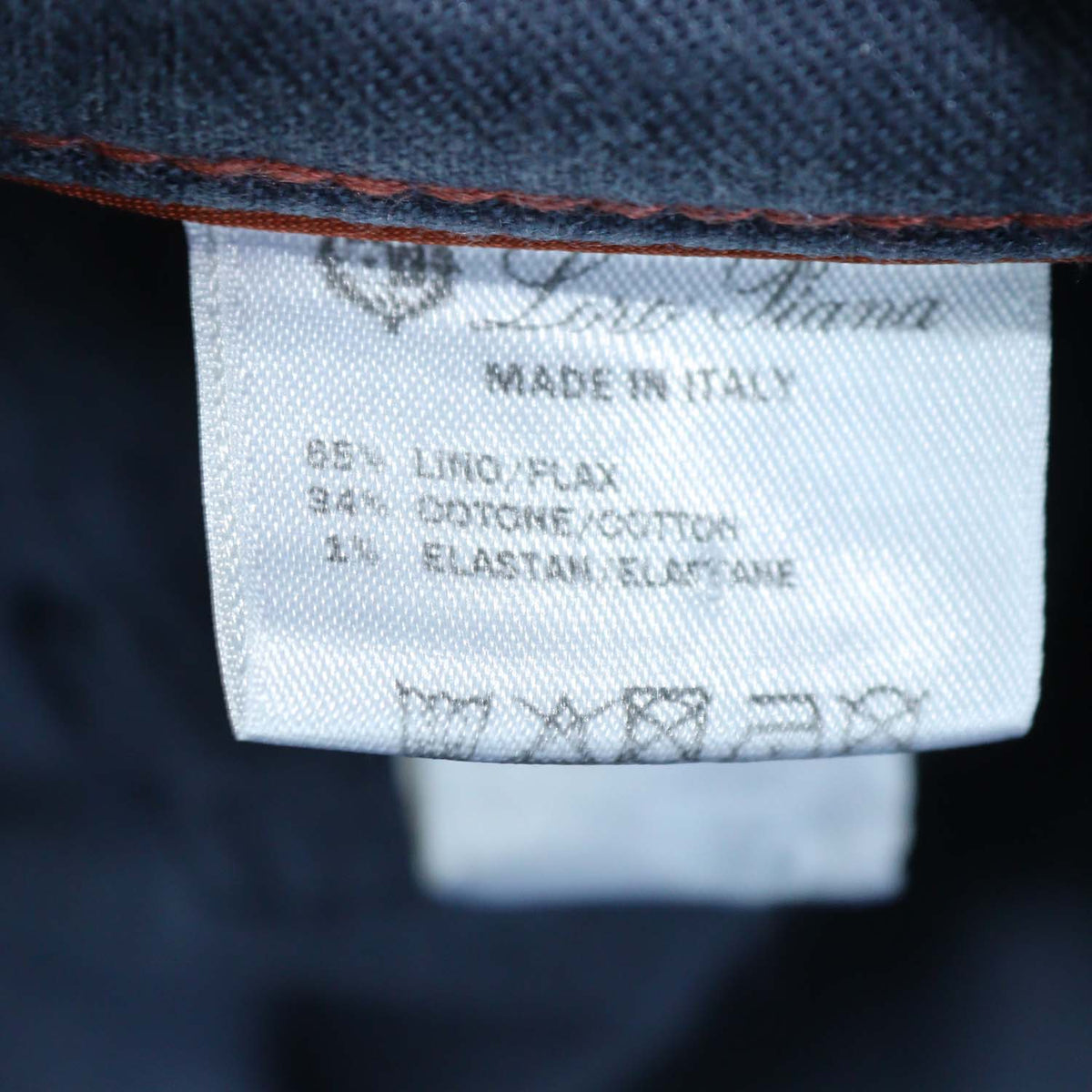 Loro Piana Navy Blue Blend Linen Straight Leg Pants