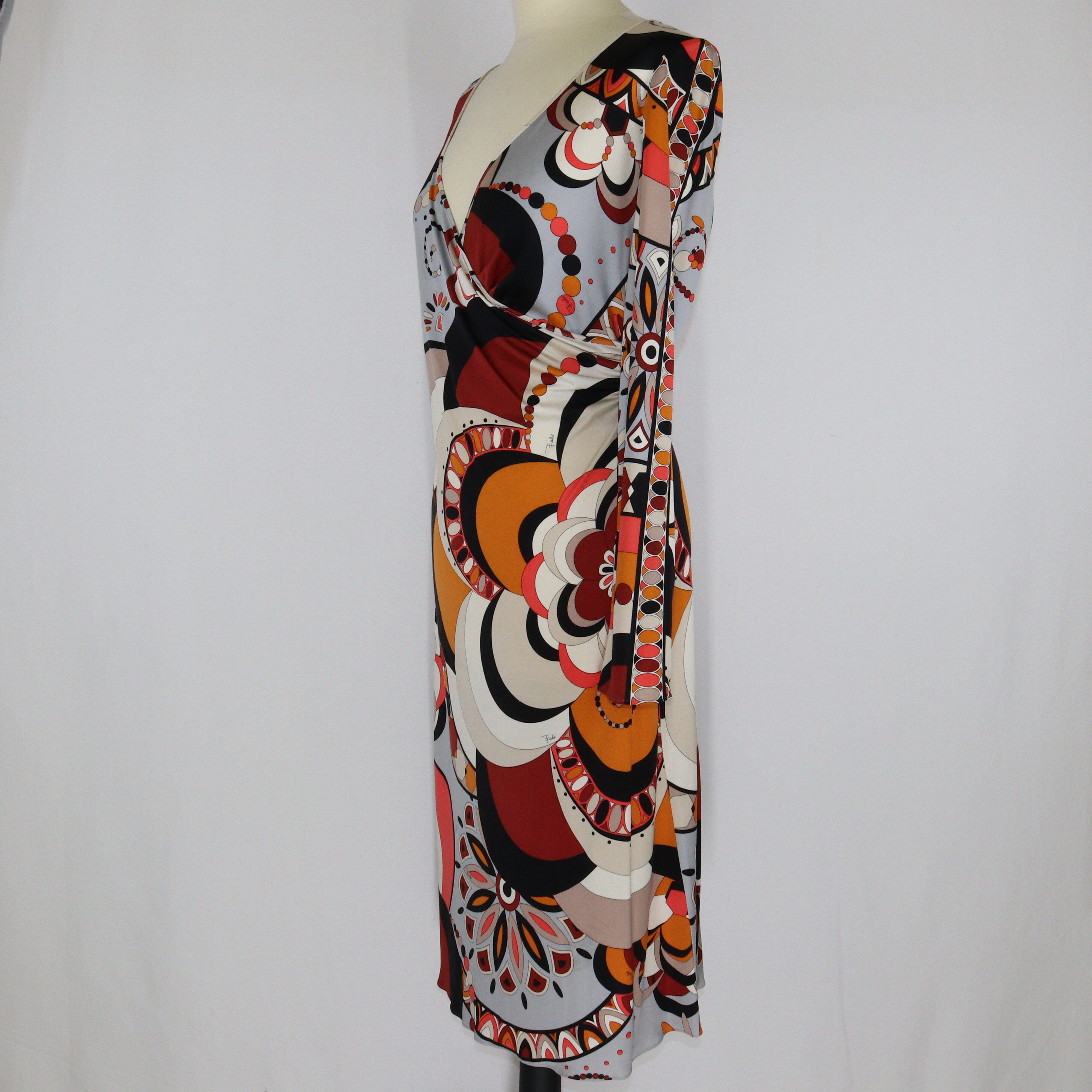 Multicolor Printed Longsleeve Midi Dress Clothings Emilio Pucci 