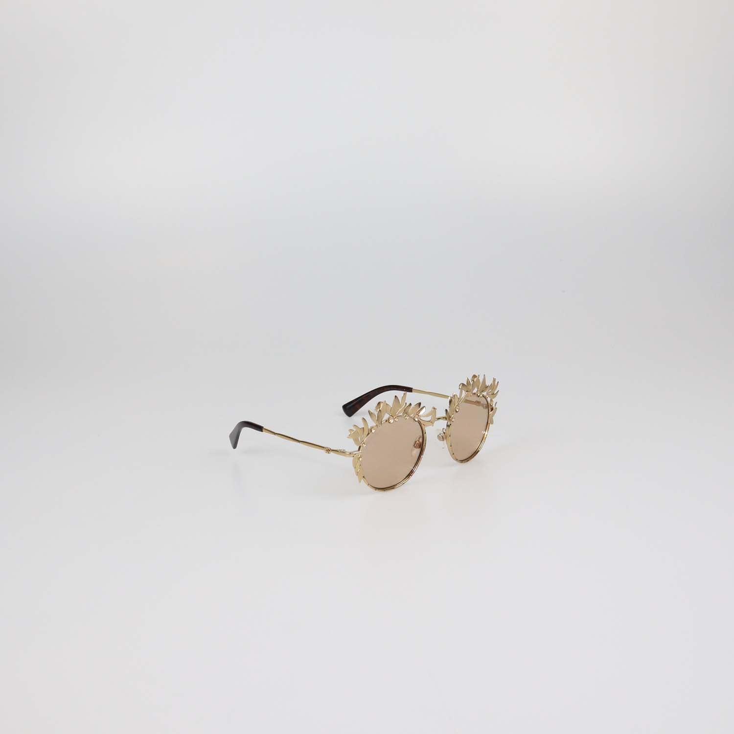 Chanel Gold/Brown Embellished Sunglasses
