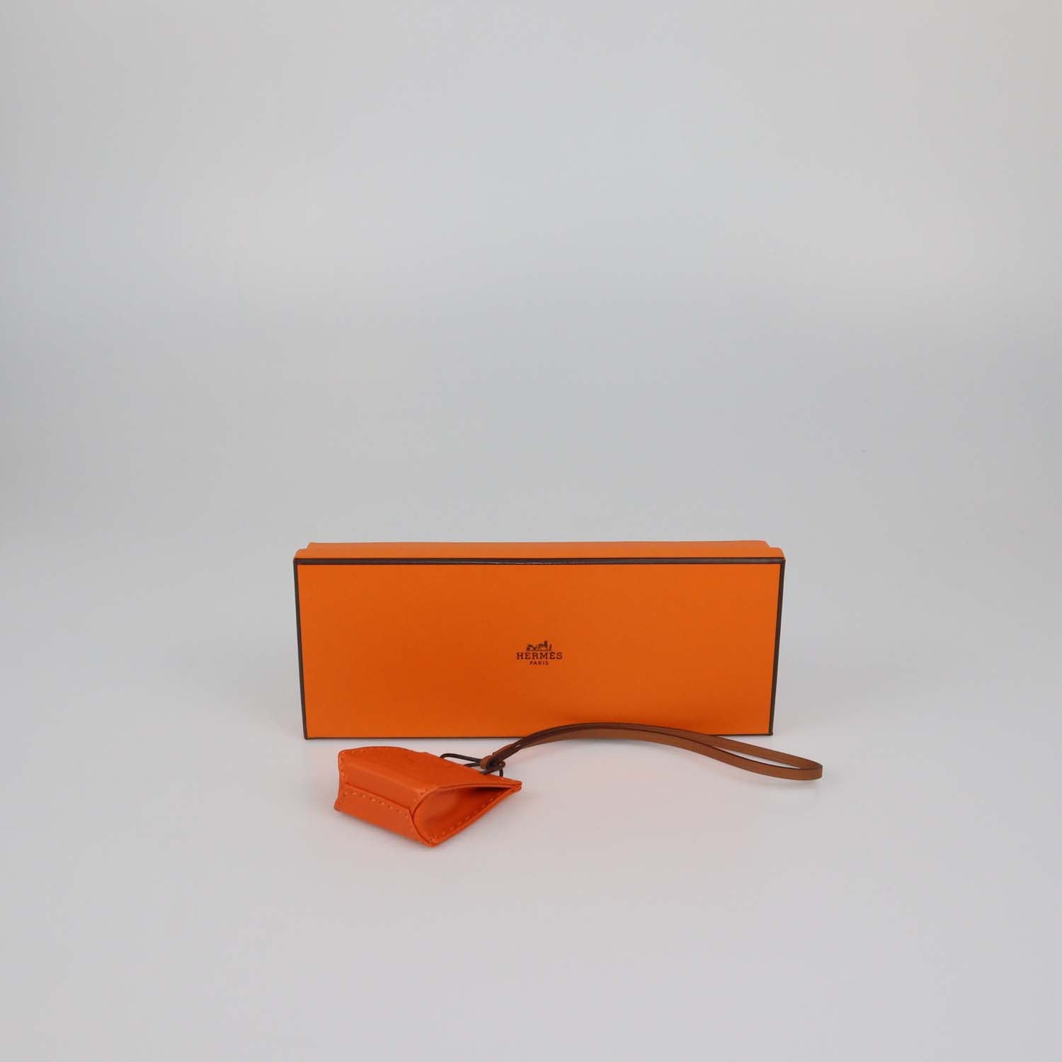 Hermes Orange Leather Shopping Bag Charm