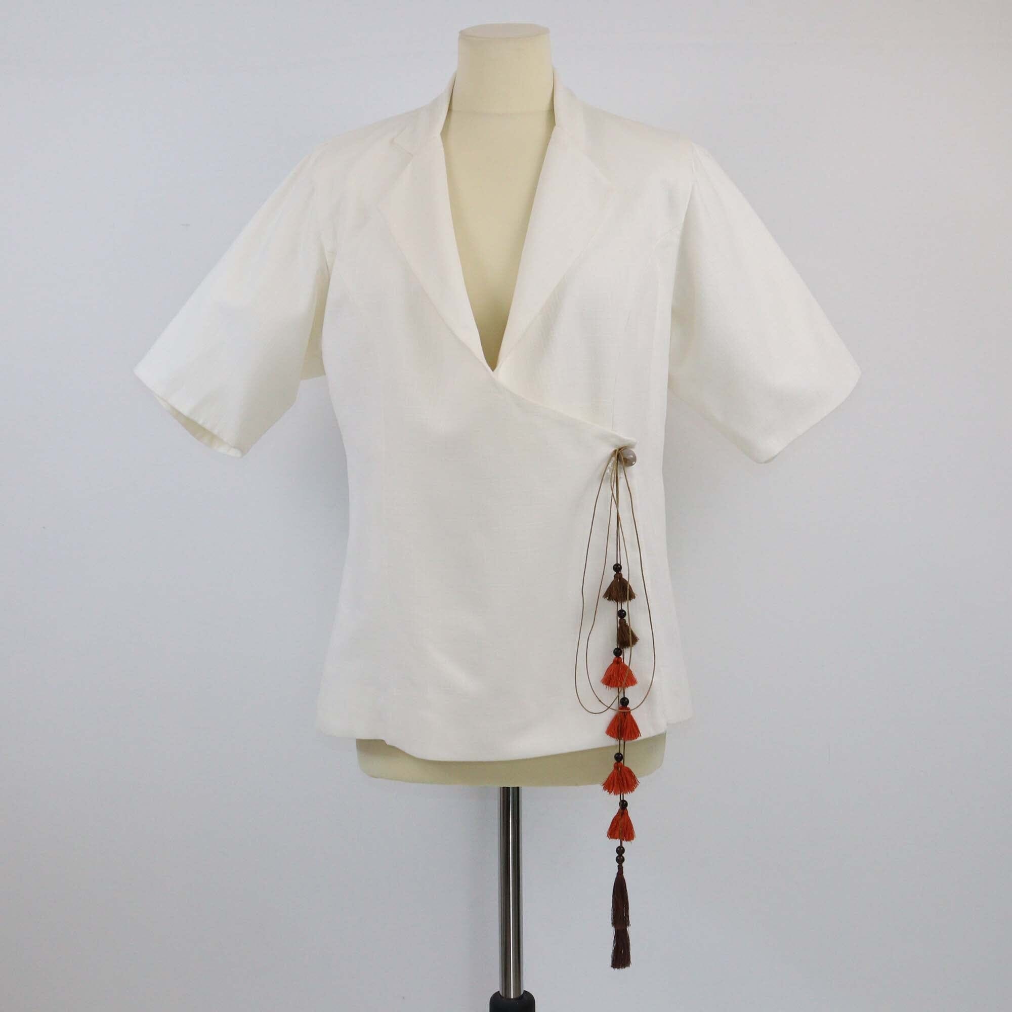 Ayesha Depala Whitre Short Sleeve Tassel Blazer Womens Ayesha Depala
