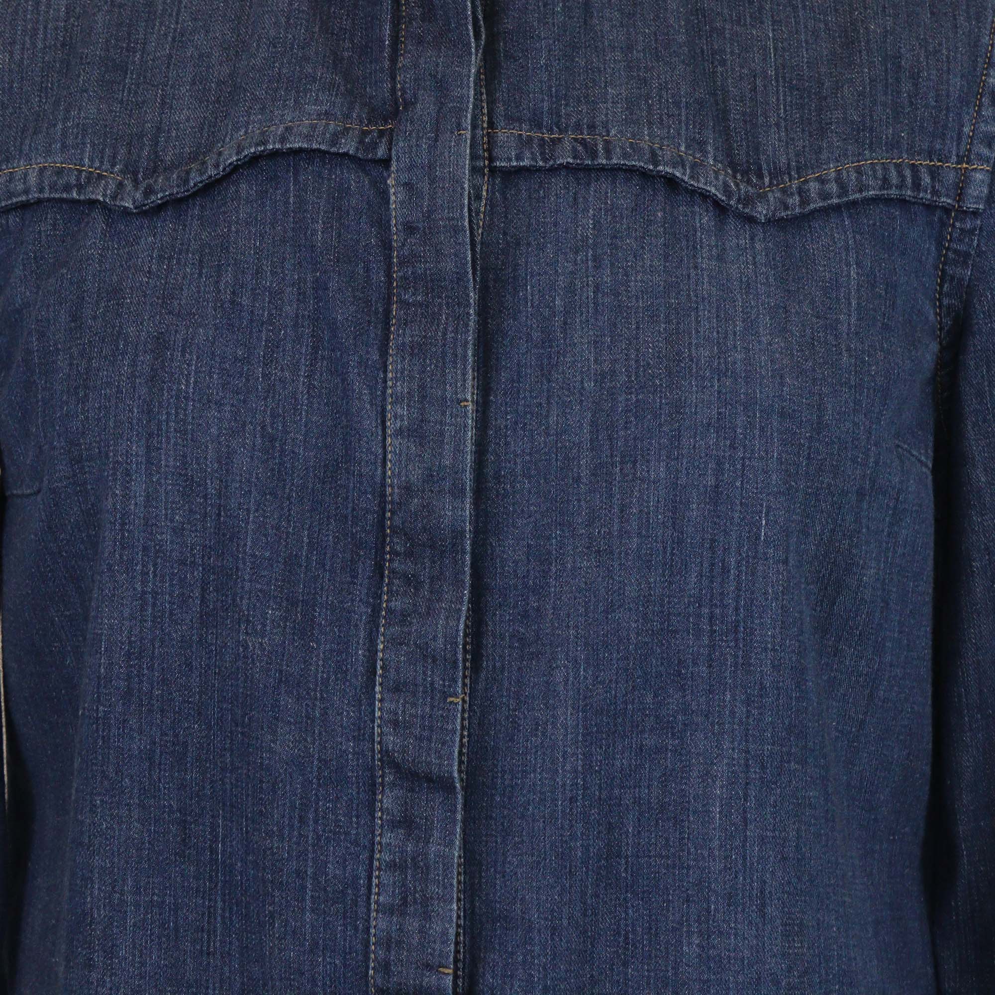 Brunello Cucinelli Blue Washed Denim Long Sleeve Shirt