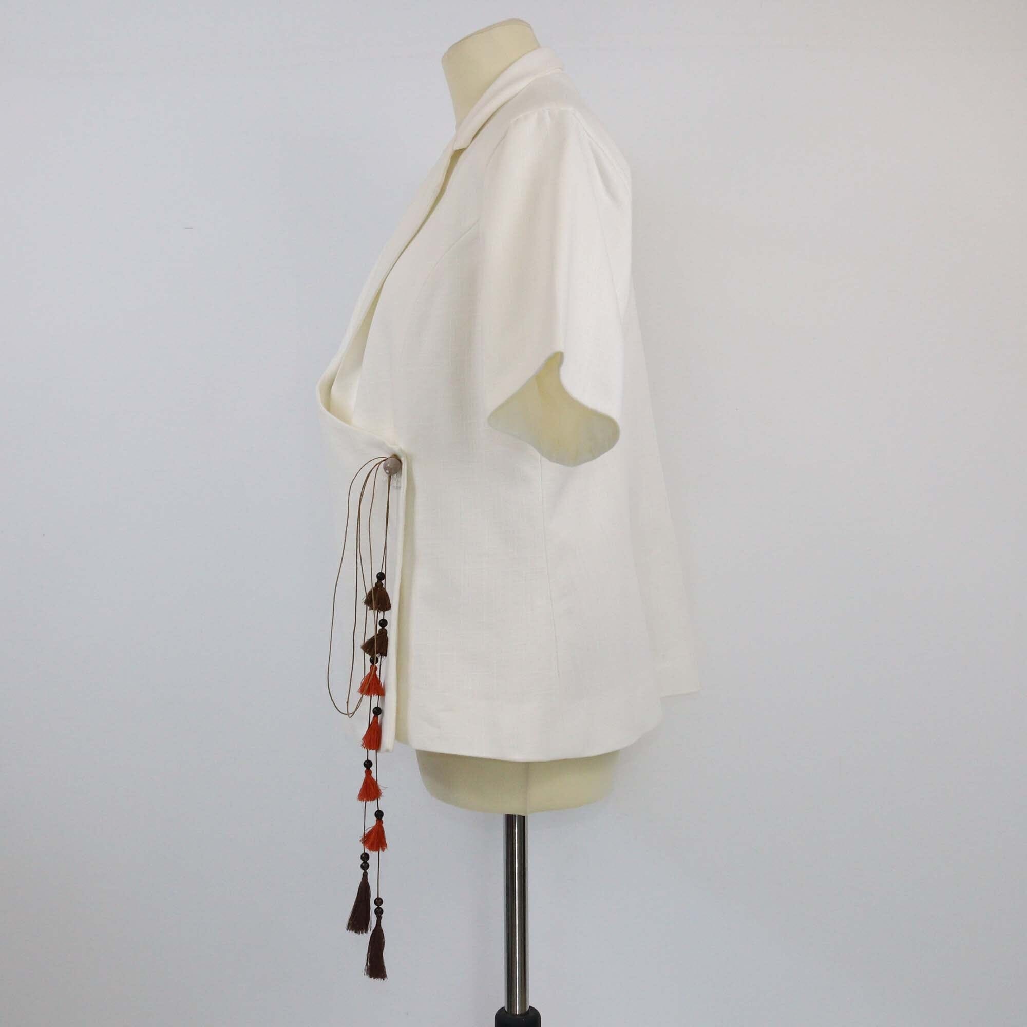 Ayesha Depala Whitre Short Sleeve Tassel Blazer Womens Ayesha Depala