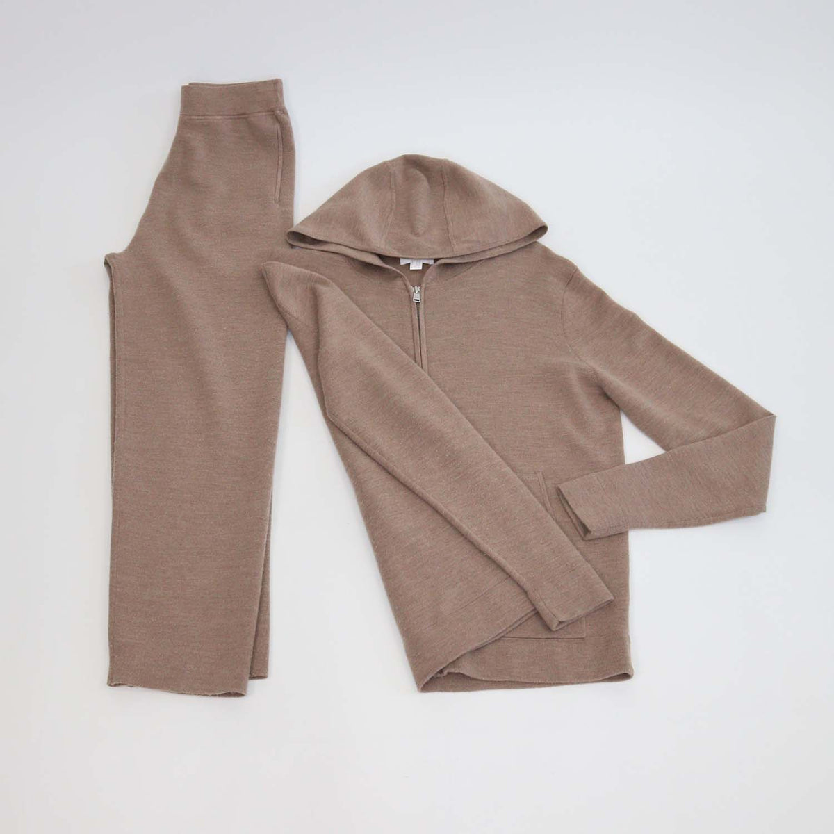 Les100ciels Dark Beige Wool Gian Full Zip Hoodie jacket & Amir Noble Pants