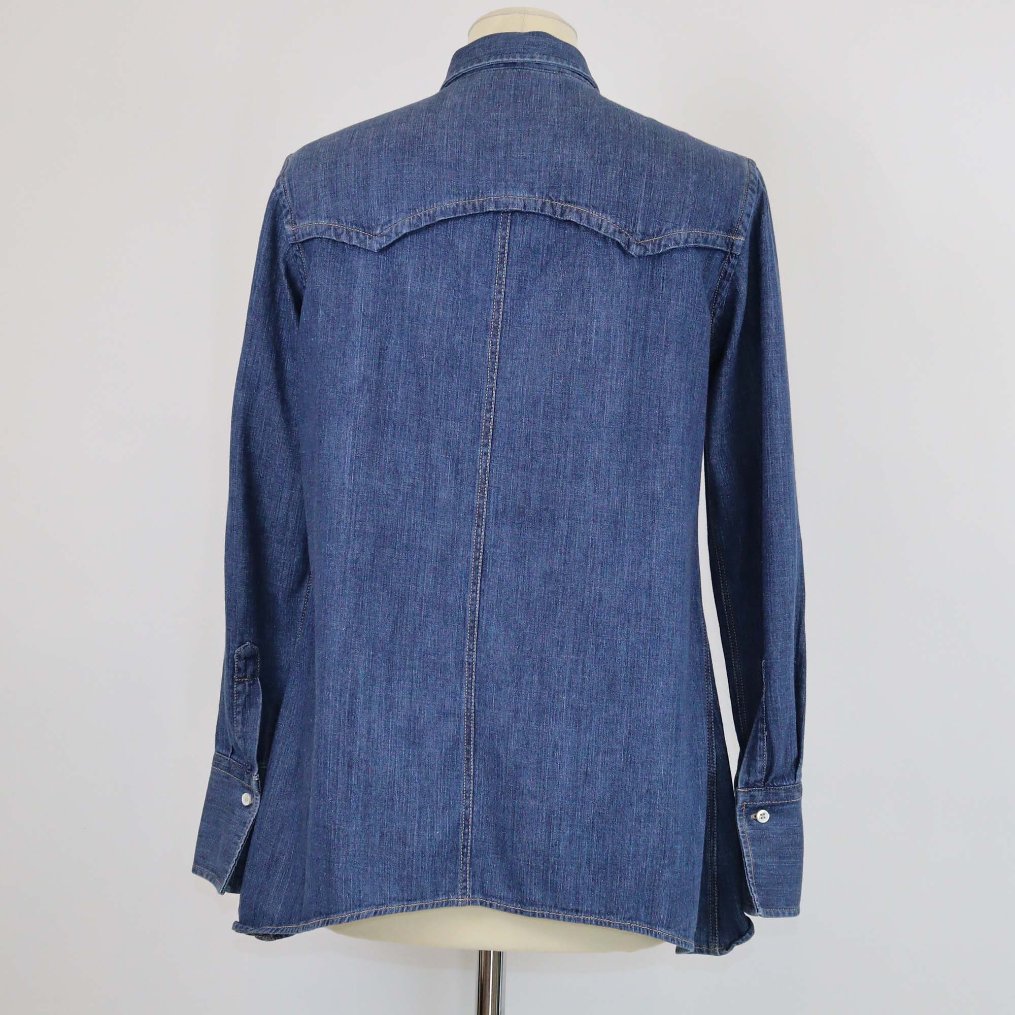 Brunello Cucinelli Blue Washed Denim Long Sleeve Shirt