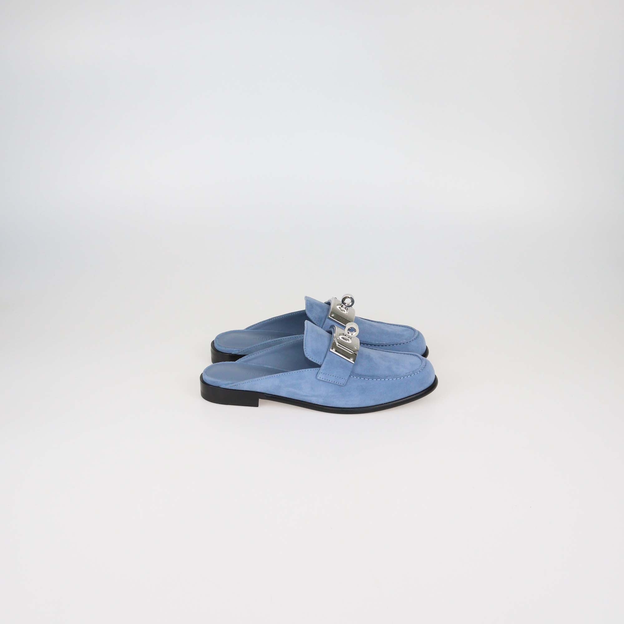 Hermes Azur Suede Lota Mules