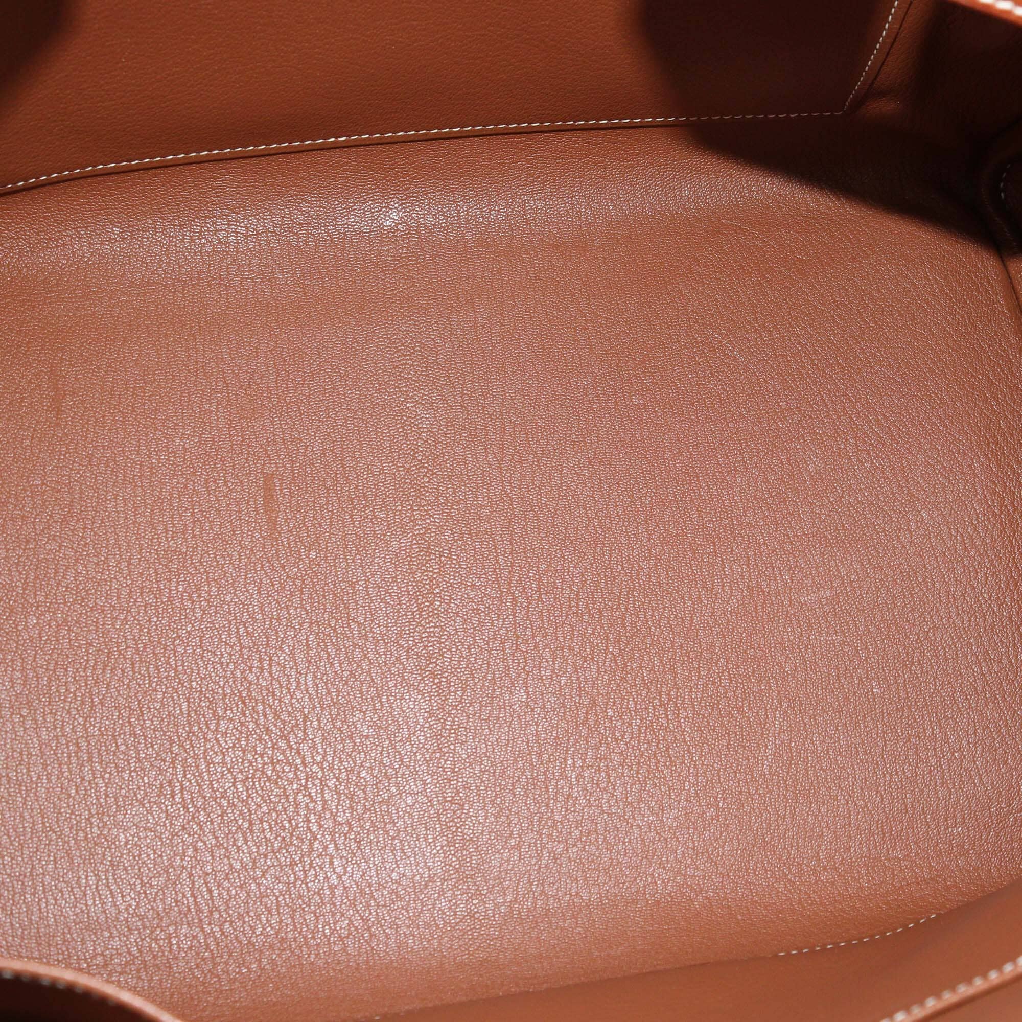 Hermes Fauve/Natural Toile and Barenia Palladium Hardware Birkin 35 Womens Hermes