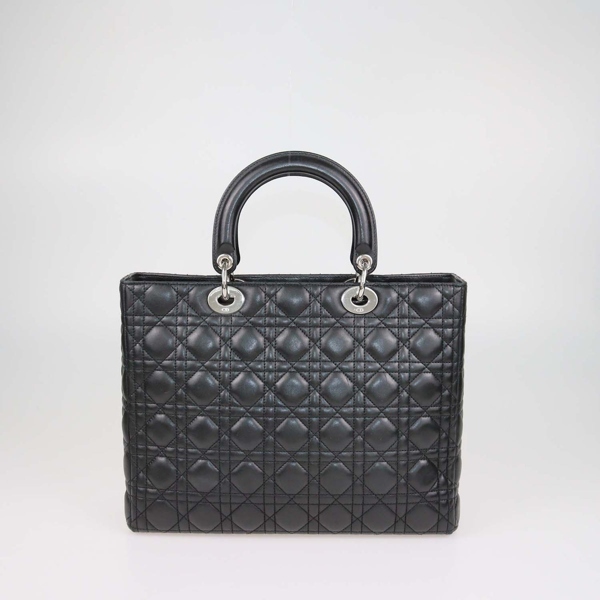 Christian Dior Black Cannage Leather Large Lady Dior Tote
