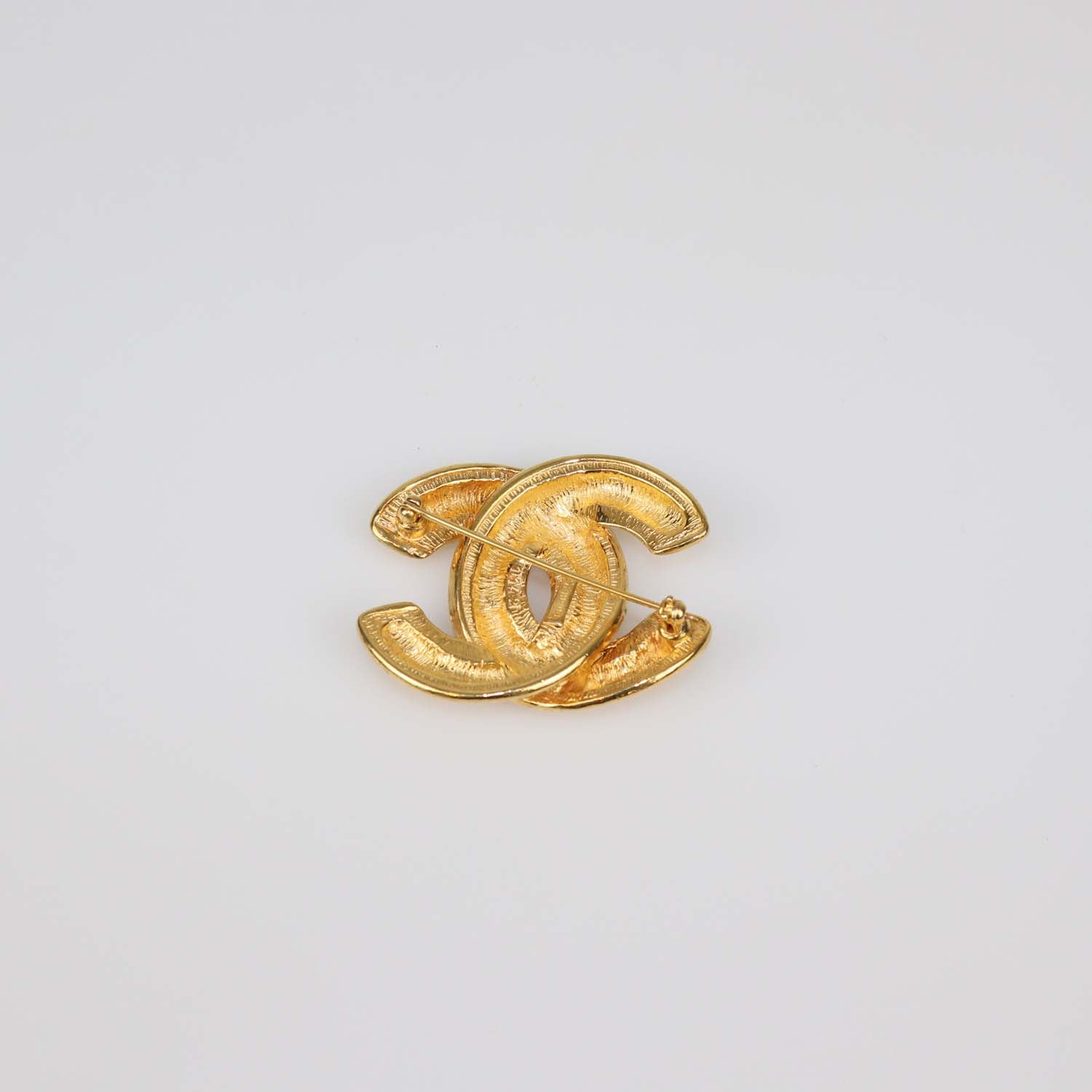 Chanel Gold Plated CC Quilted Brooch