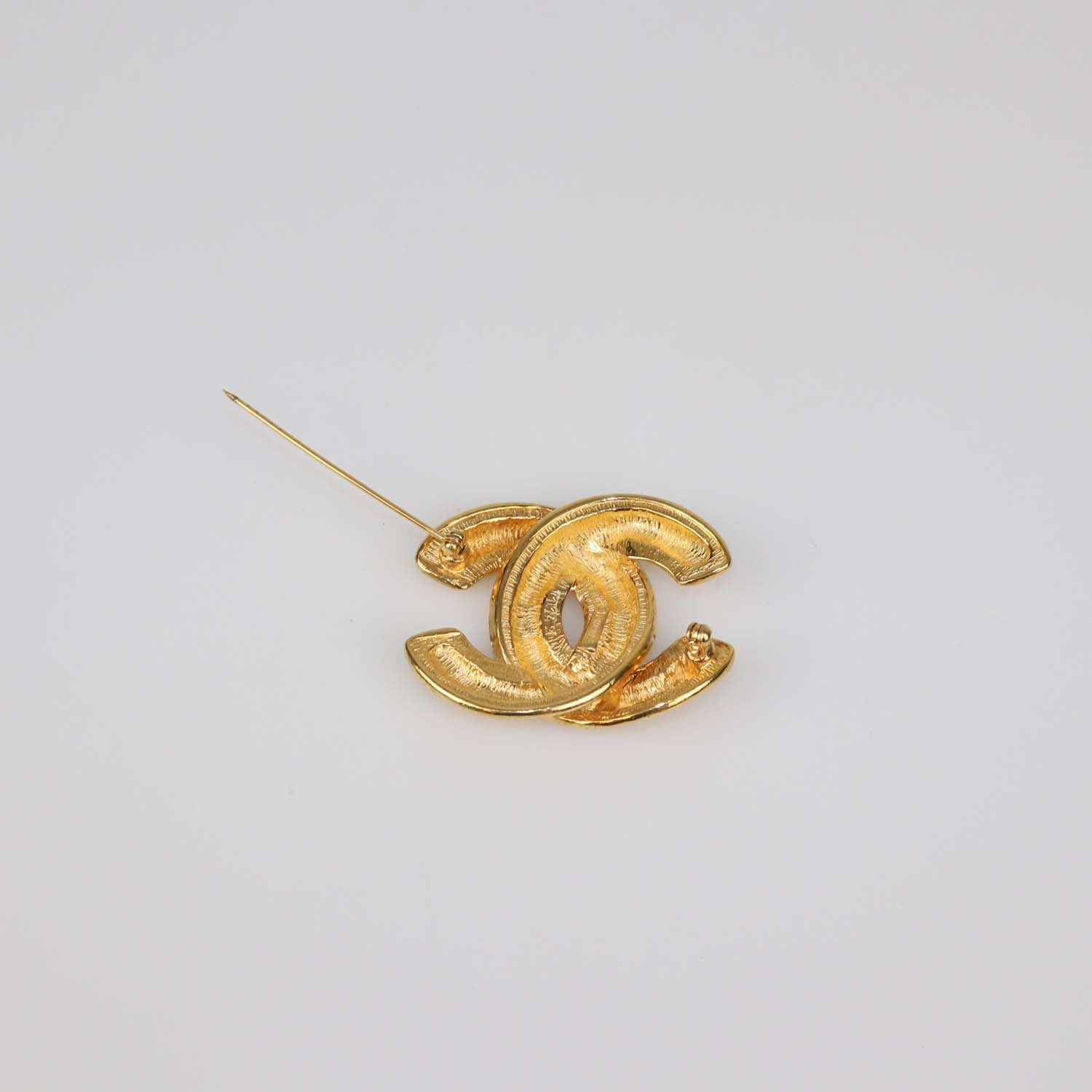 Chanel Gold Plated CC Quilted Brooch