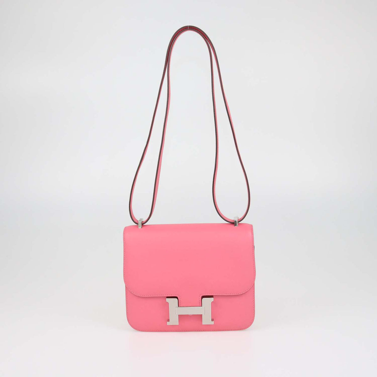 Hermes Rose Azalee Swift Leather Constance 18 Shoulder Bag