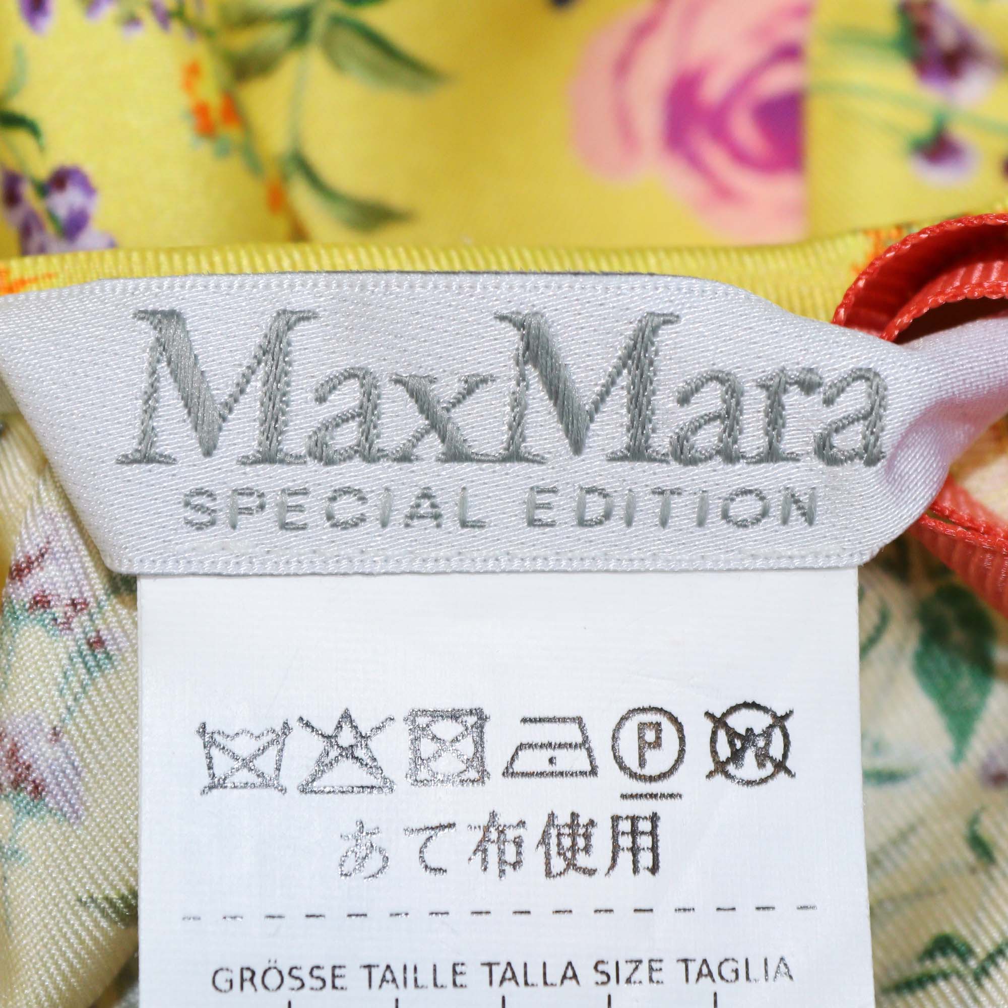 Max Mara Yellow Silk Floral Print Pedale Blouse