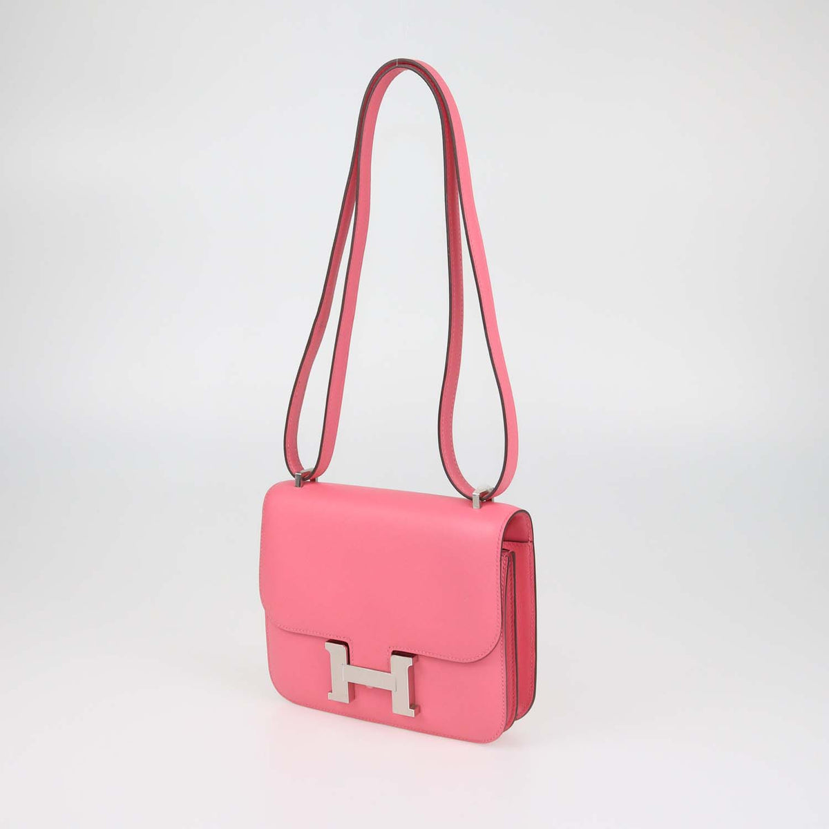 Hermes Rose Azalee Swift Leather Constance 18 Shoulder Bag