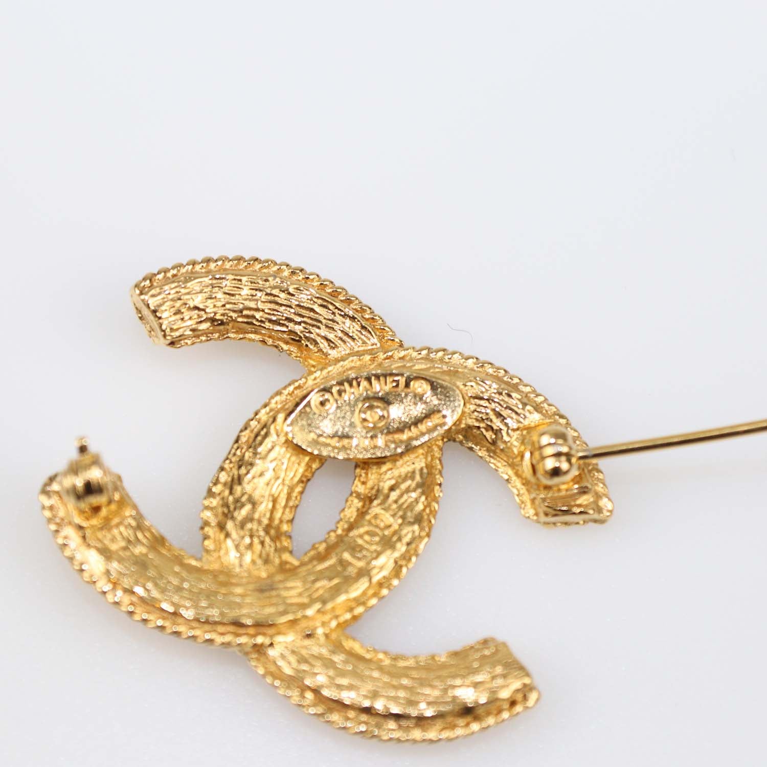 Chanel Gold Tone CC Brooch
