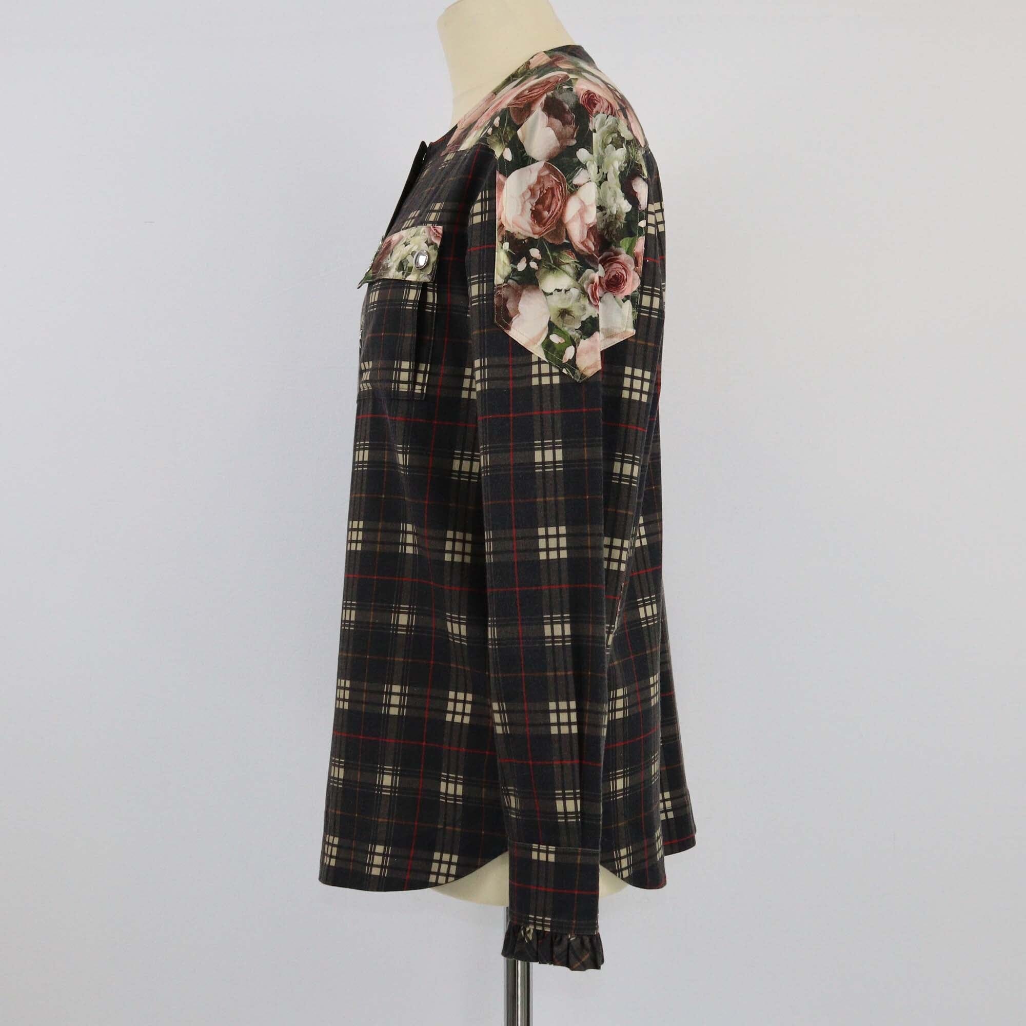 Givenchy Multicolor Checkered Floral Printed Long Sleeve Shirt Womens Givenchy