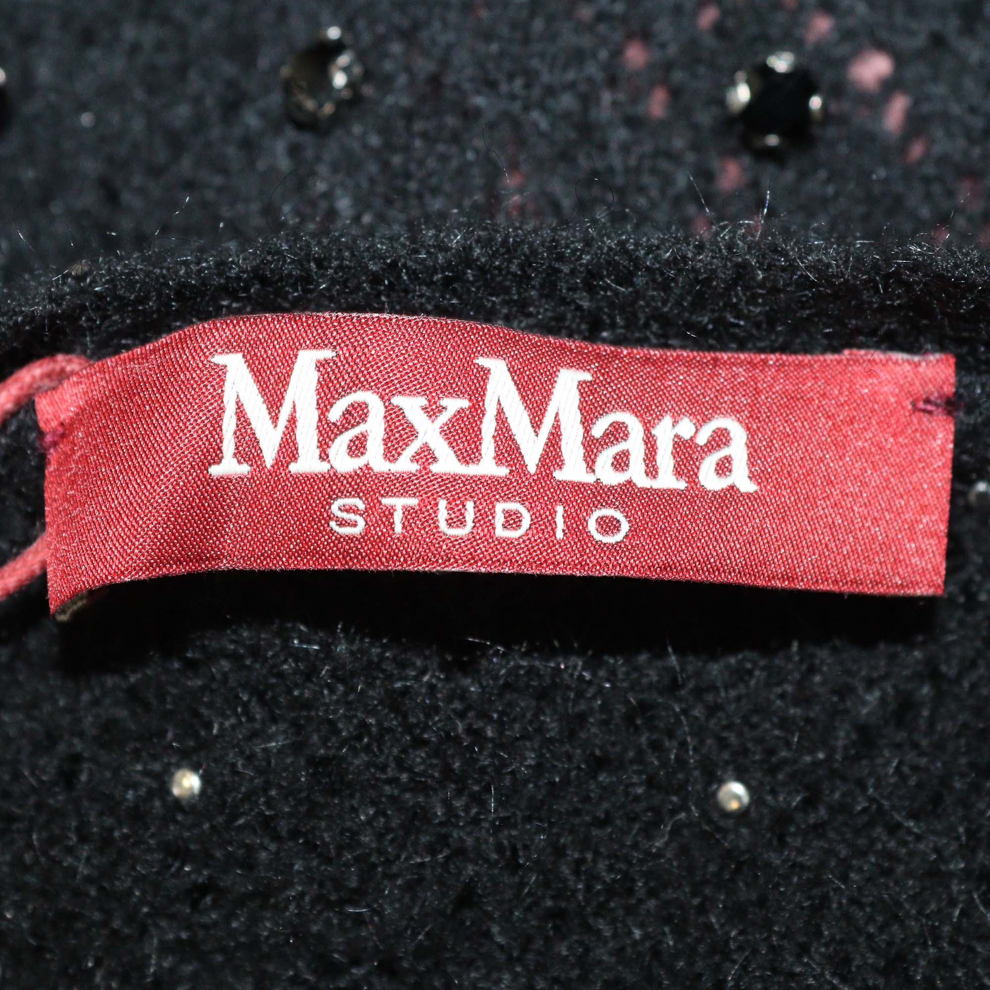 Max Mara Studio Black Mohair Rally Embellished Sweater